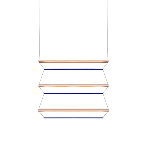 Tier 100 Vertical Pendant Light: 3V + Anodized Copper + Sapphire