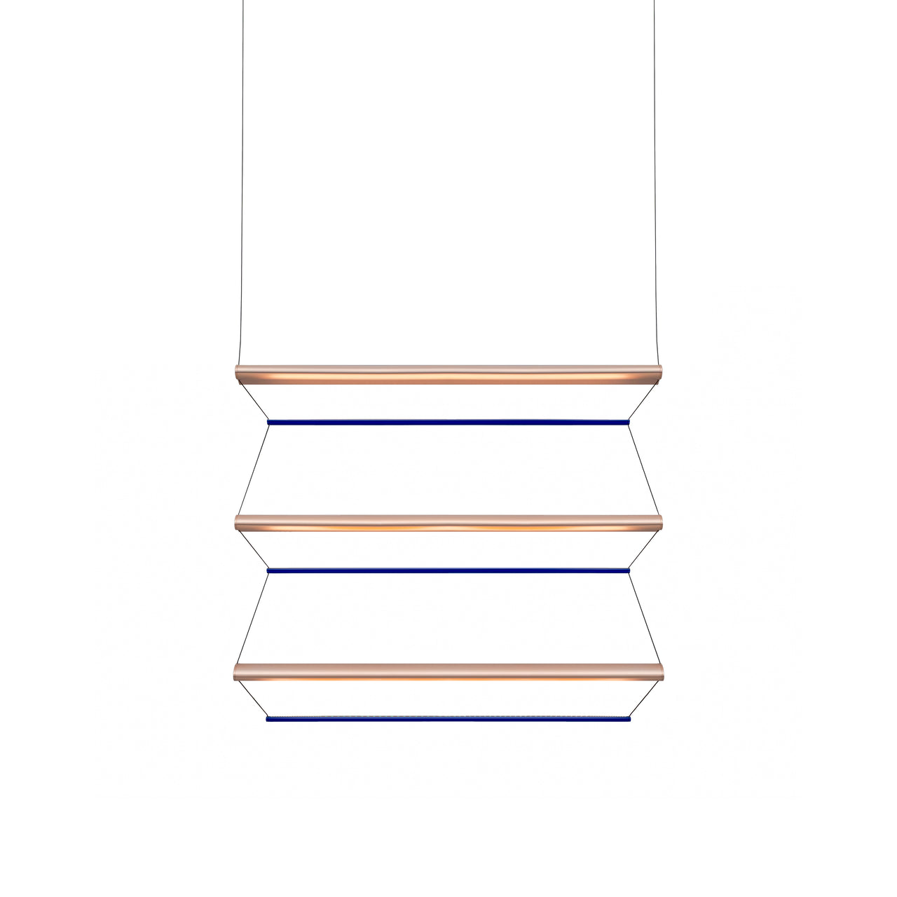 Tier 100 Vertical Pendant Light: 3V + Anodized Copper + Sapphire