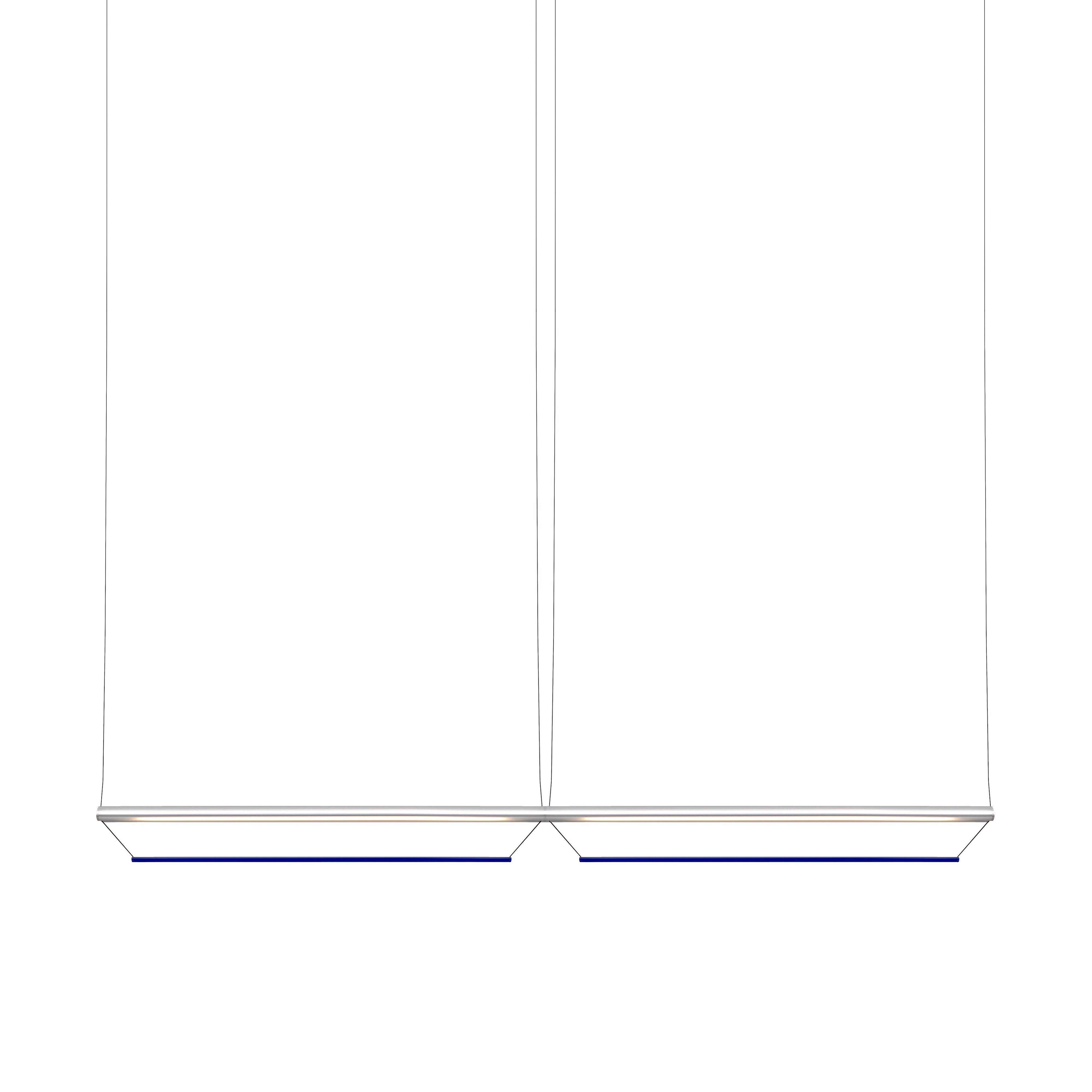 Tier 150 Horizontal Pendant Light: 2H + Anodized Silver + Sapphire