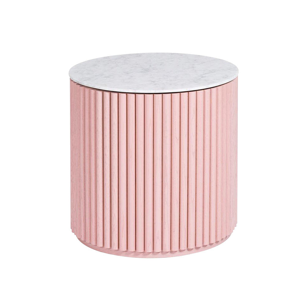 Petit Palais Side Table: Low + Carrara Marble + Dusty Pink Stained Ash