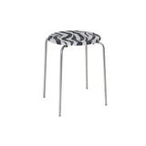 Petit Rond Stool: Upholstered + Zebra Fabric