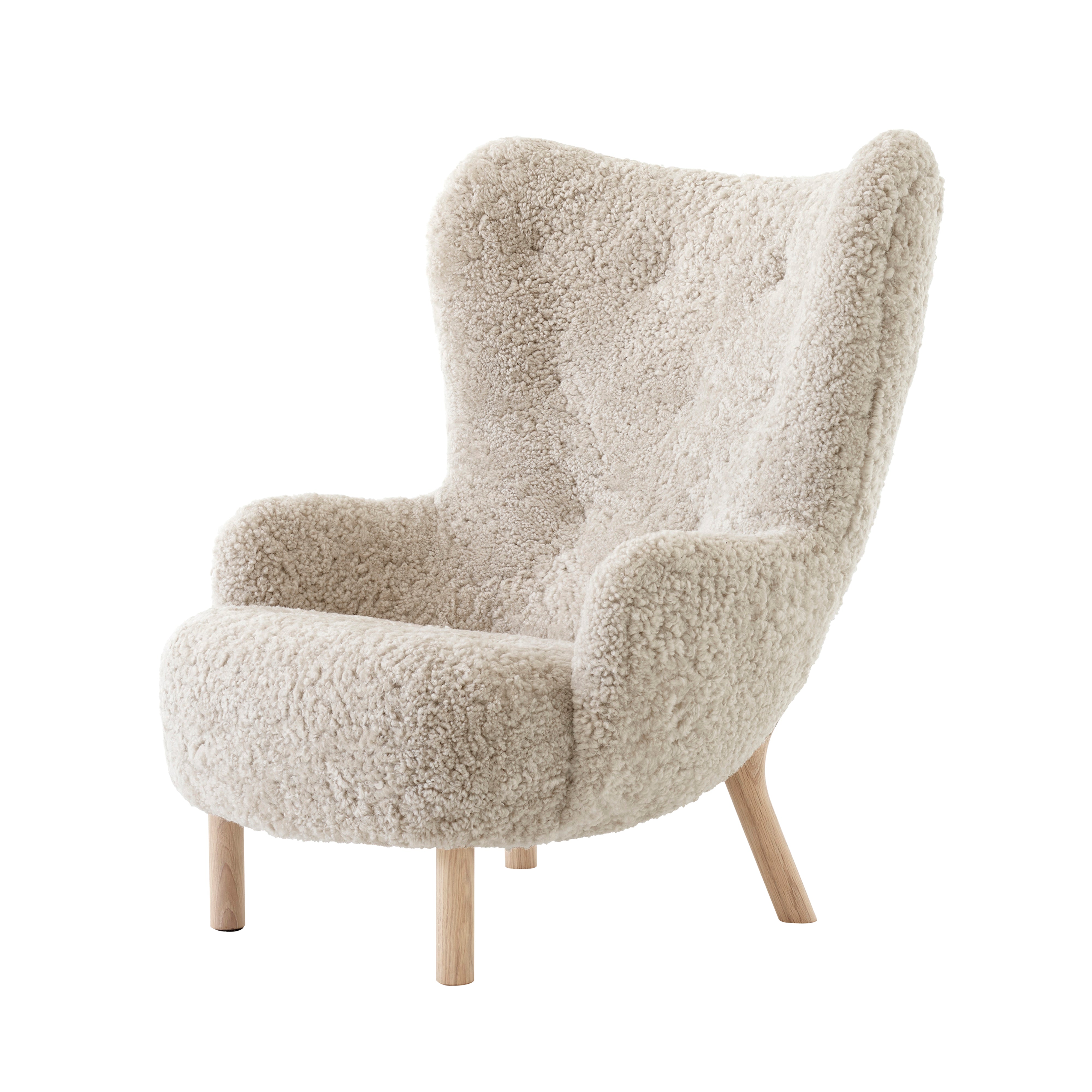 Petra Lounge Chair: VB3 + Oiled Oak + Sheepskin Moonlight