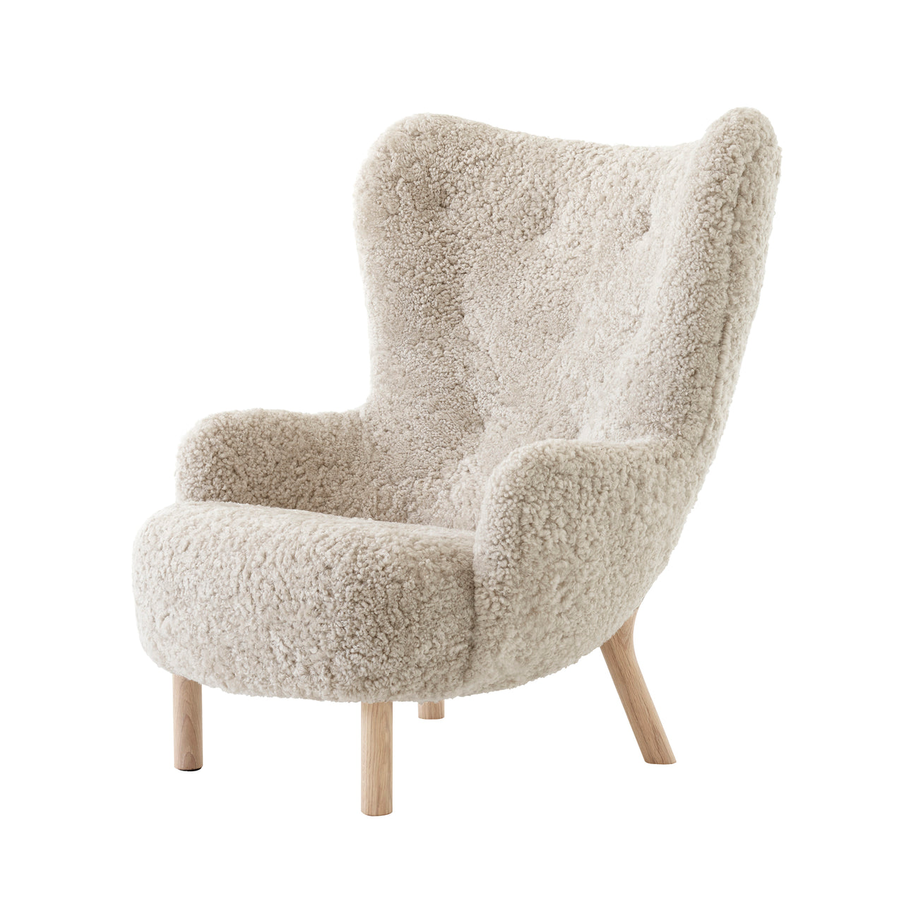 Petra Lounge Chair: VB3 + Oiled Oak + Sheepskin Moonlight