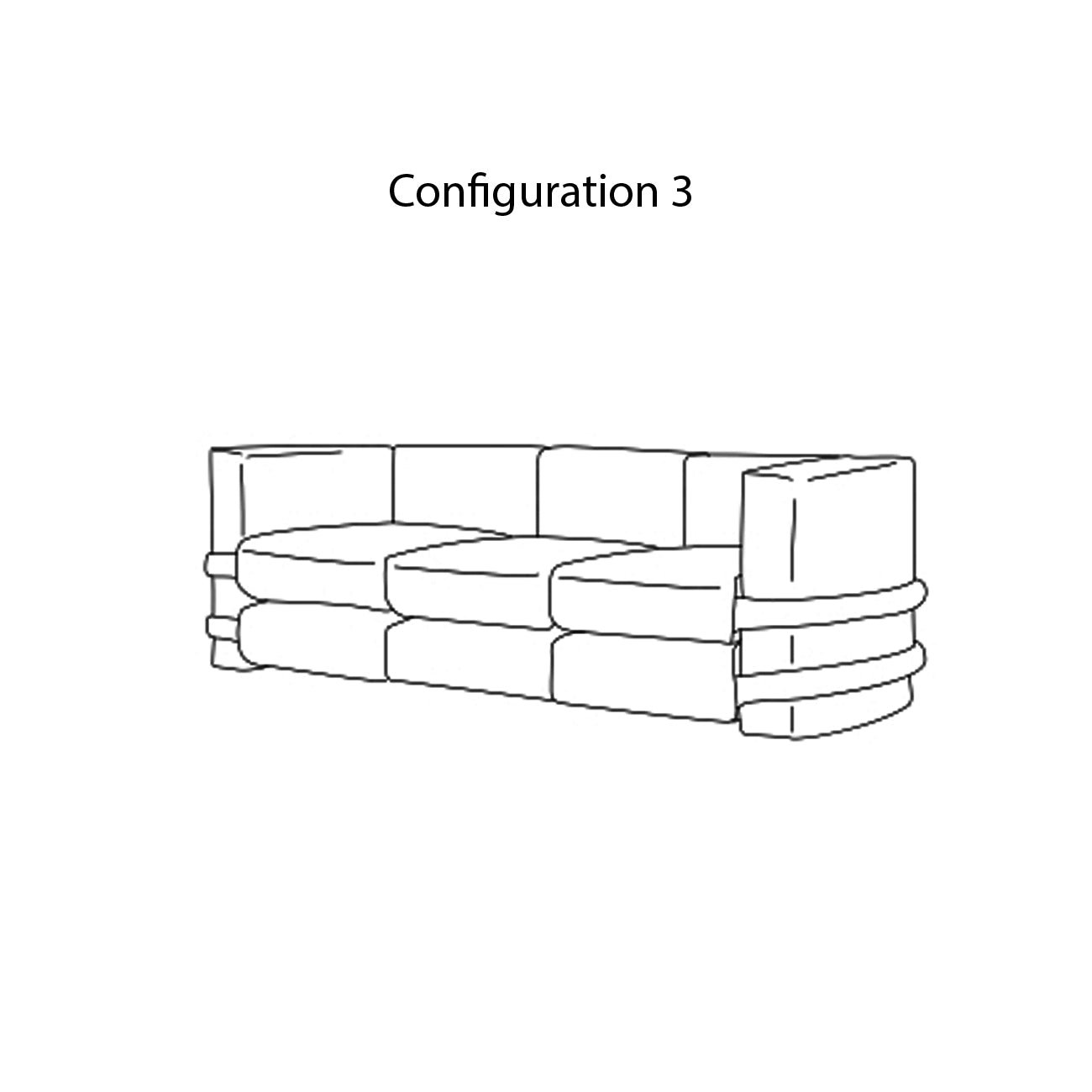 Pillow Modular Sofa: Fabric + Configuration 3