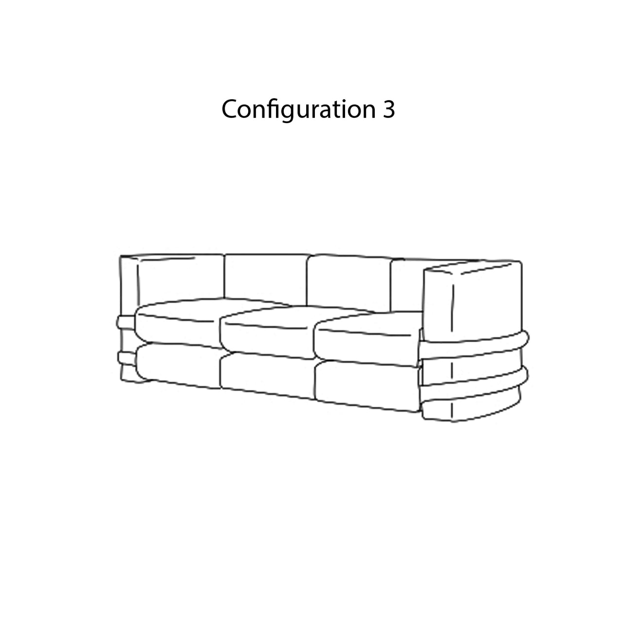 Pillow Modular Sofa: Fabric + Configuration 3