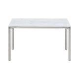 Piloti Alu Table: Square + High + White Carrara + Brushed Aluminum