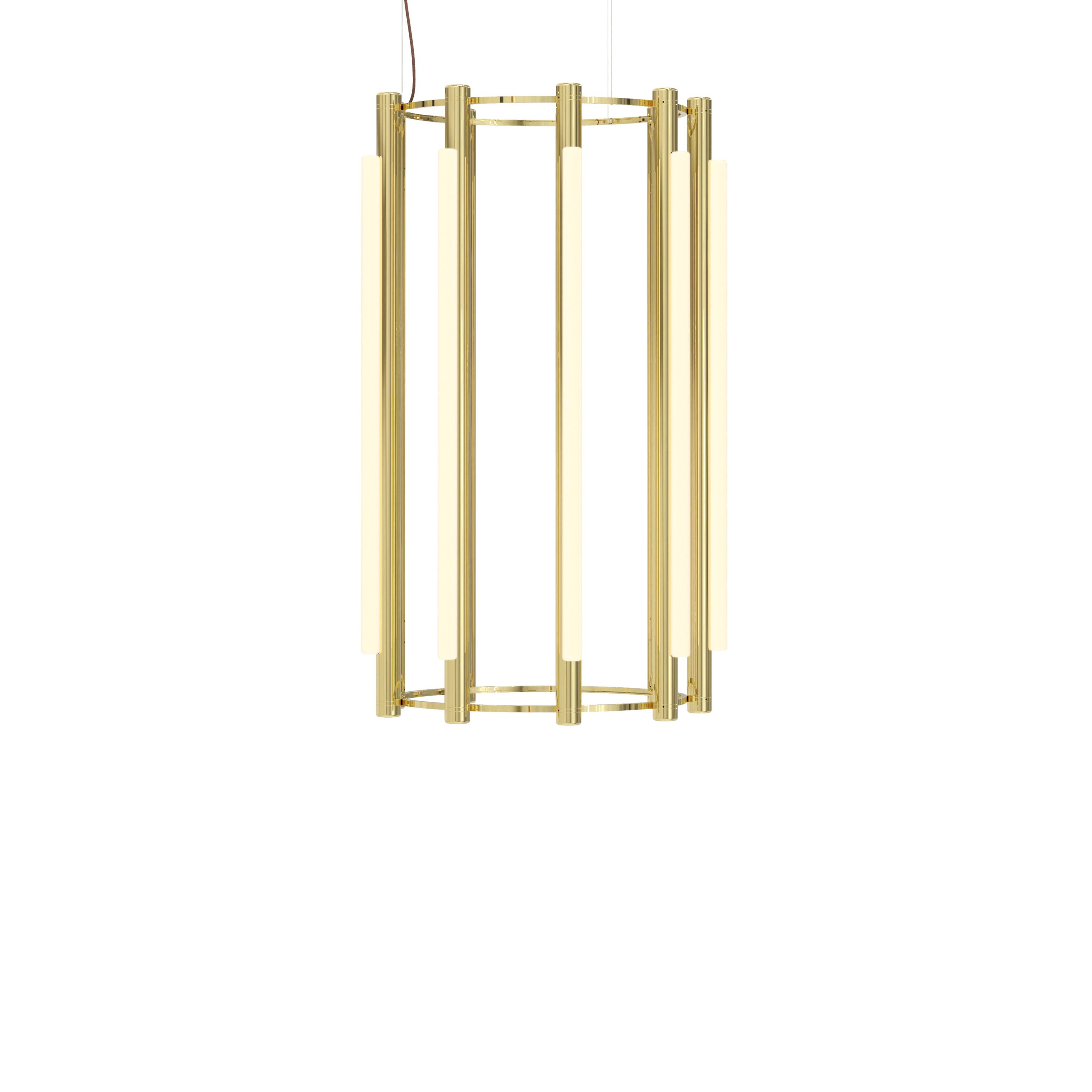 Pipeline 5 Chandelier: Brass