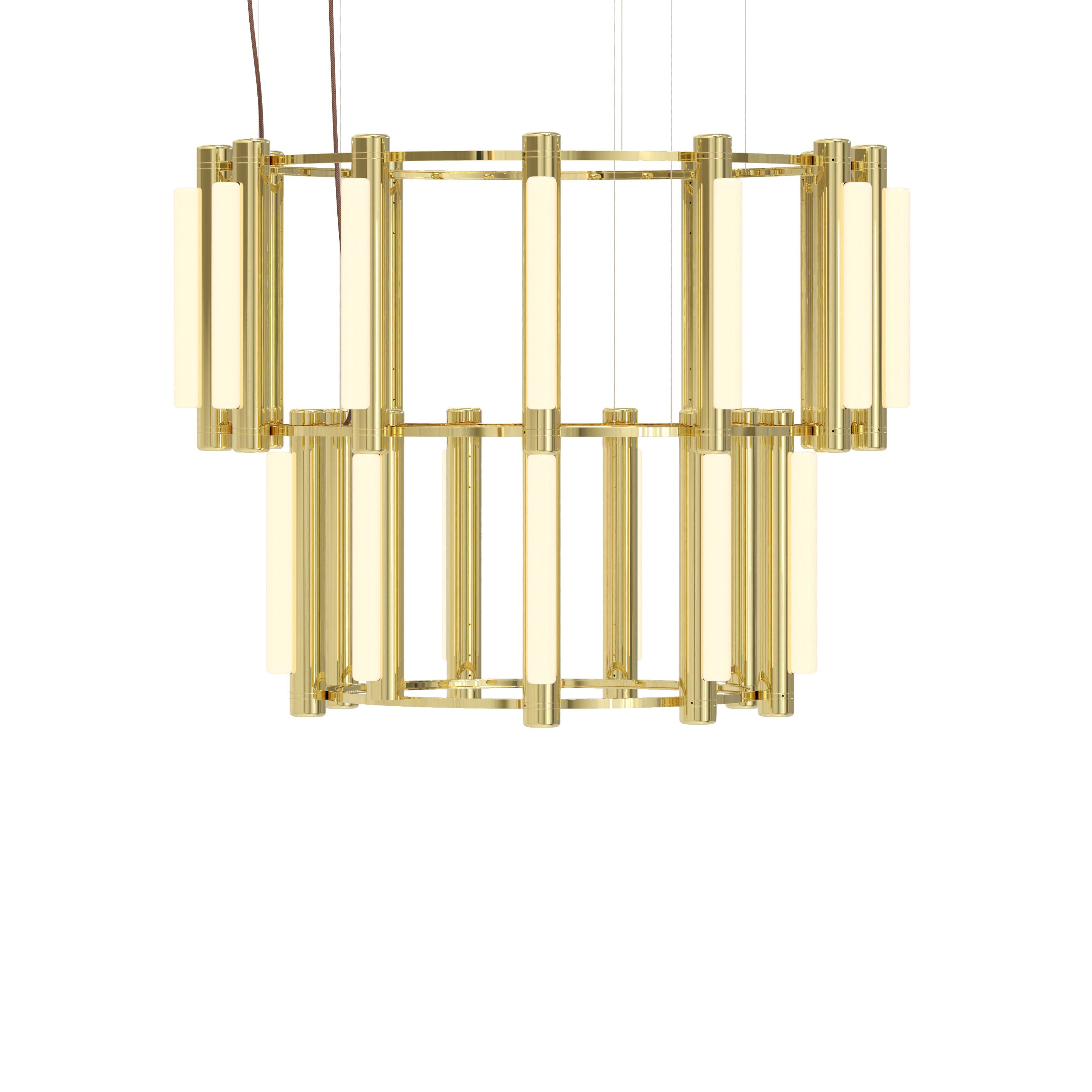 Pipeline 8 Chandelier: Brass