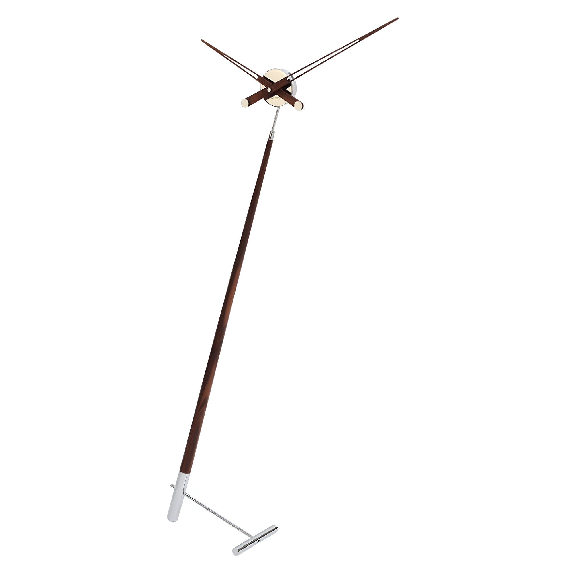 Pisa Clock: Chromed Brass + Walnut
