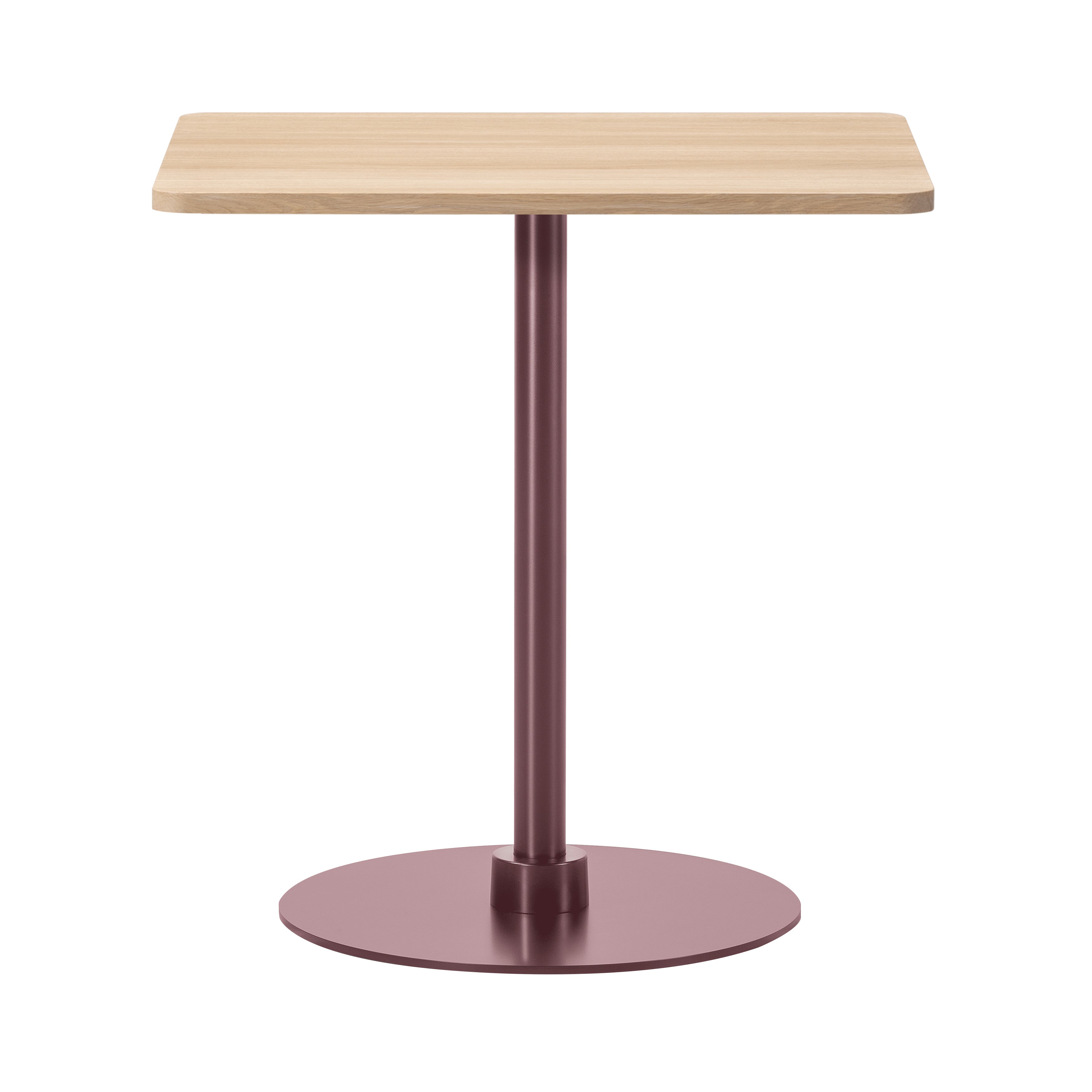 Plan Column Table: Square + High + Light Oiled Oak + Bordeaux 
