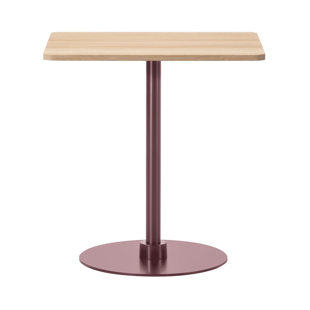 Plan Column Table: Square + High + Light Oiled Oak + Bordeaux 