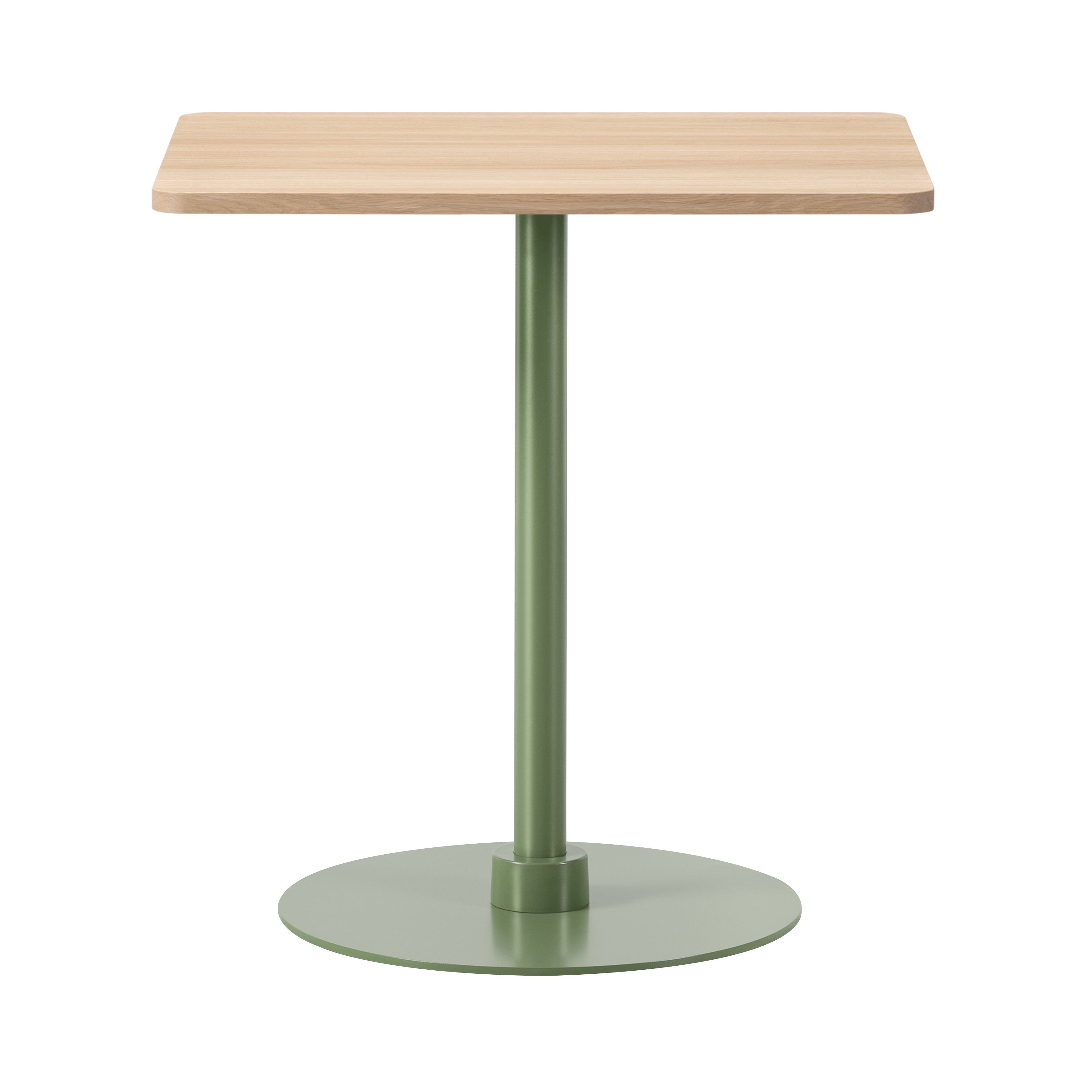 Plan Column Table: Square + High + Light Oiled Oak + Modernist Green