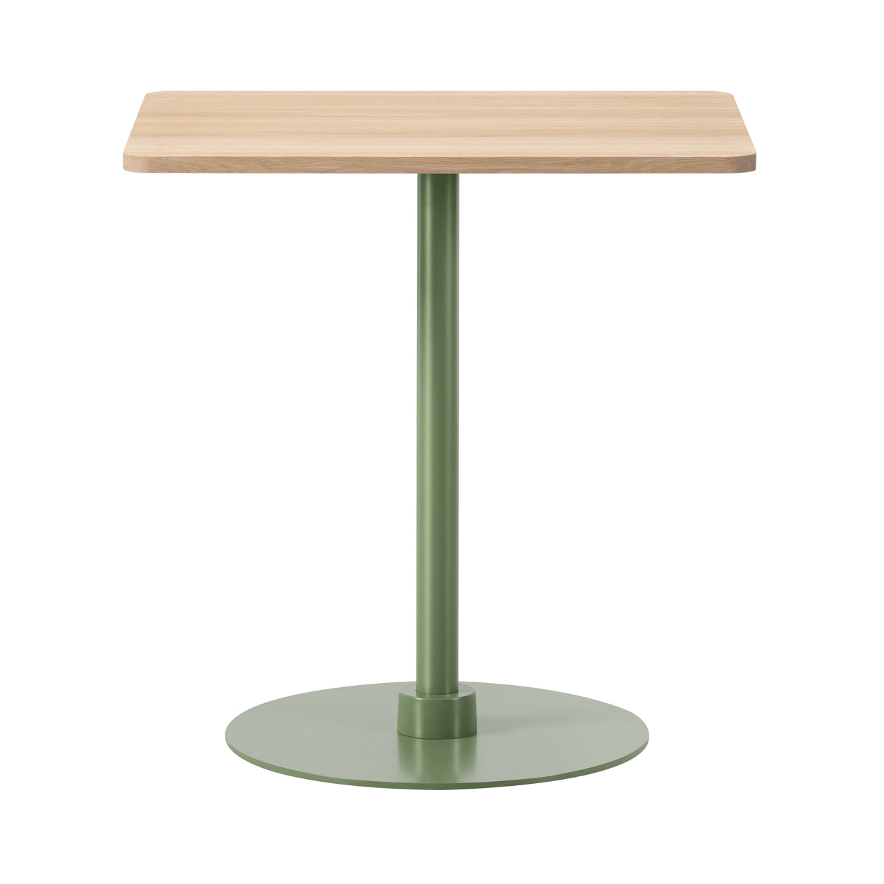 Plan Column Table: Square + High + Light Oiled Oak + Modernist Green