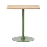 Plan Column Table: Square + High + Light Oiled Oak + Modernist Green