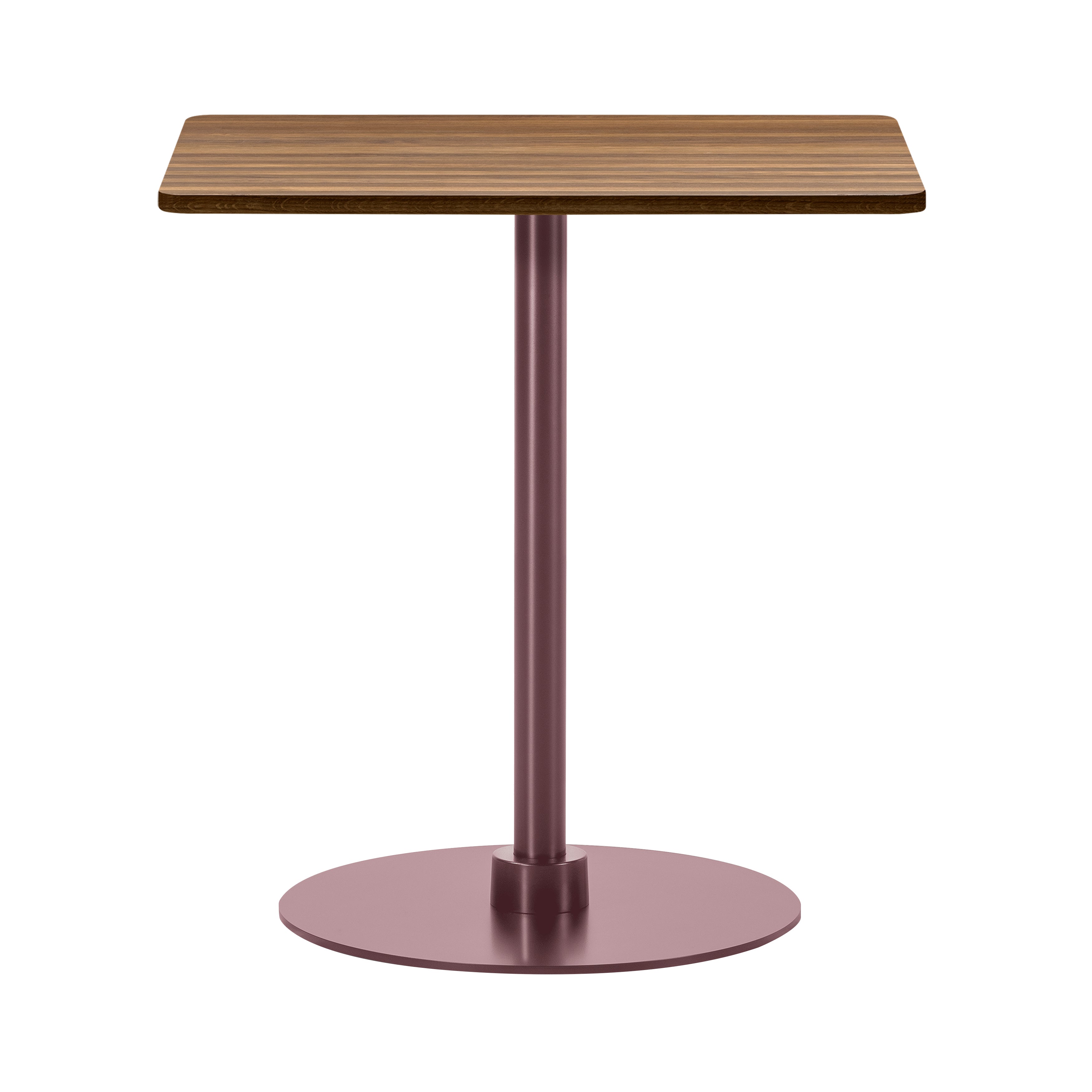Plan Column Table: Square + High + Smoked Oiled Oak + Bordeaux 