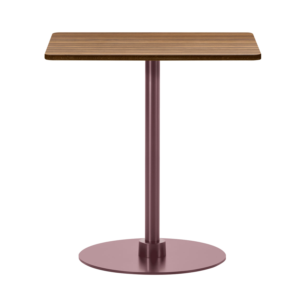 Plan Column Table: Square + High + Smoked Oiled Oak + Bordeaux 
