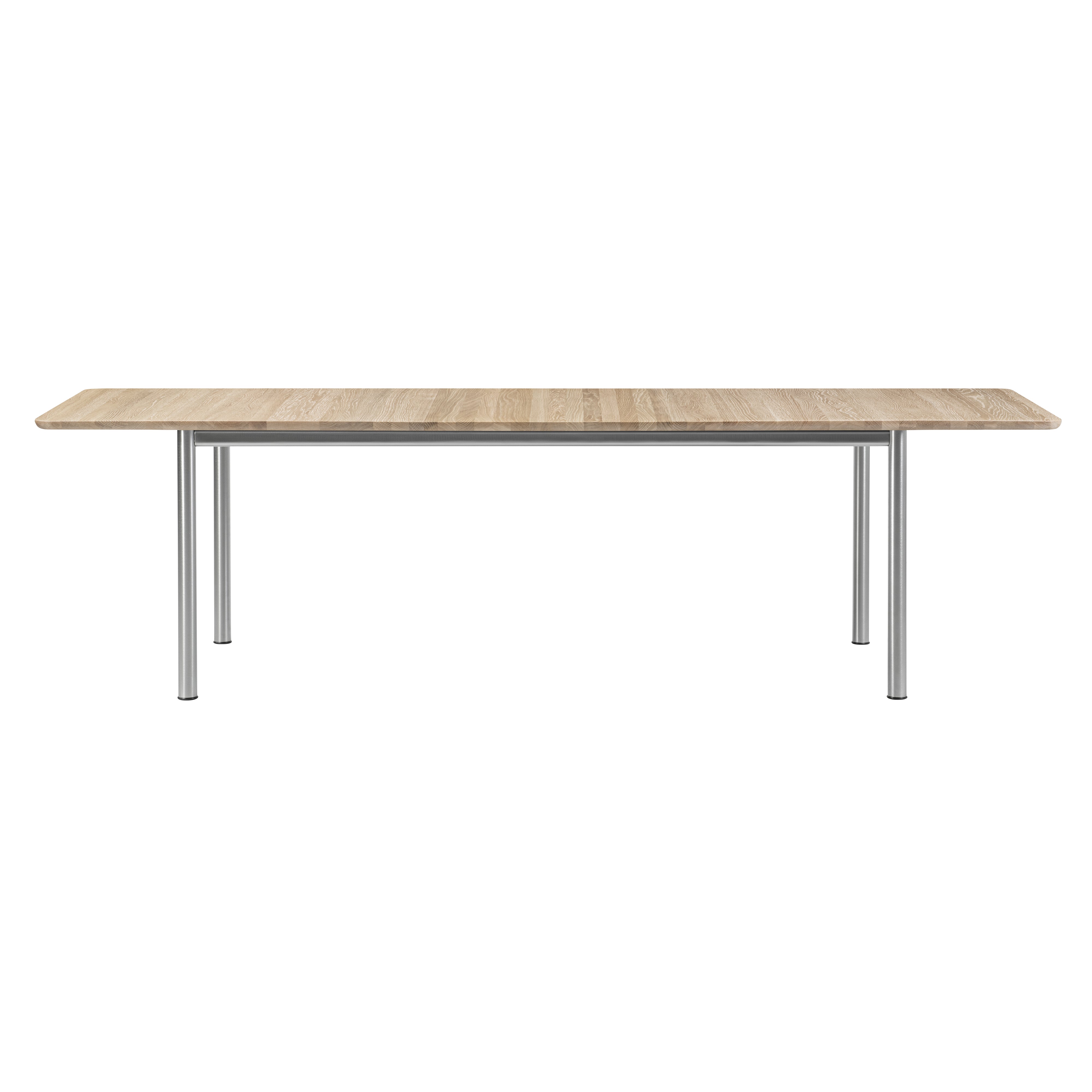 Plan Extendable Table: Light Oiled Oak + Brushed Steel