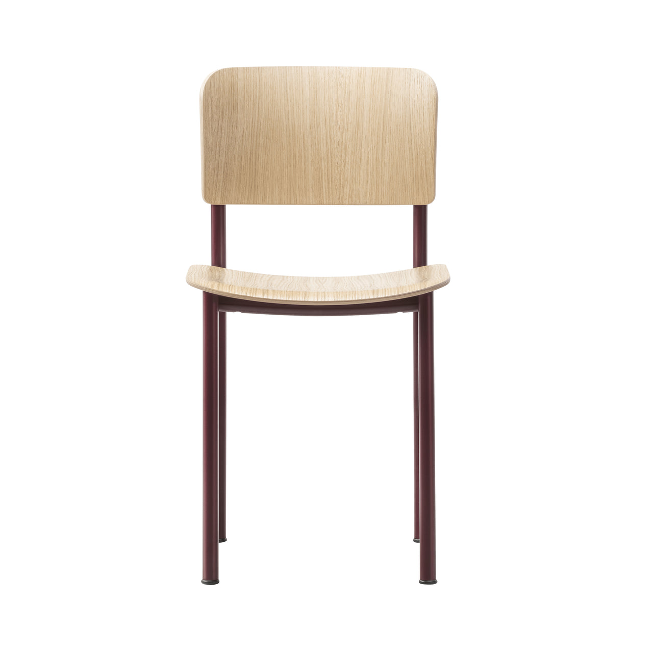 Plan Steel Chair: Lacquered Oak + Bordeaux