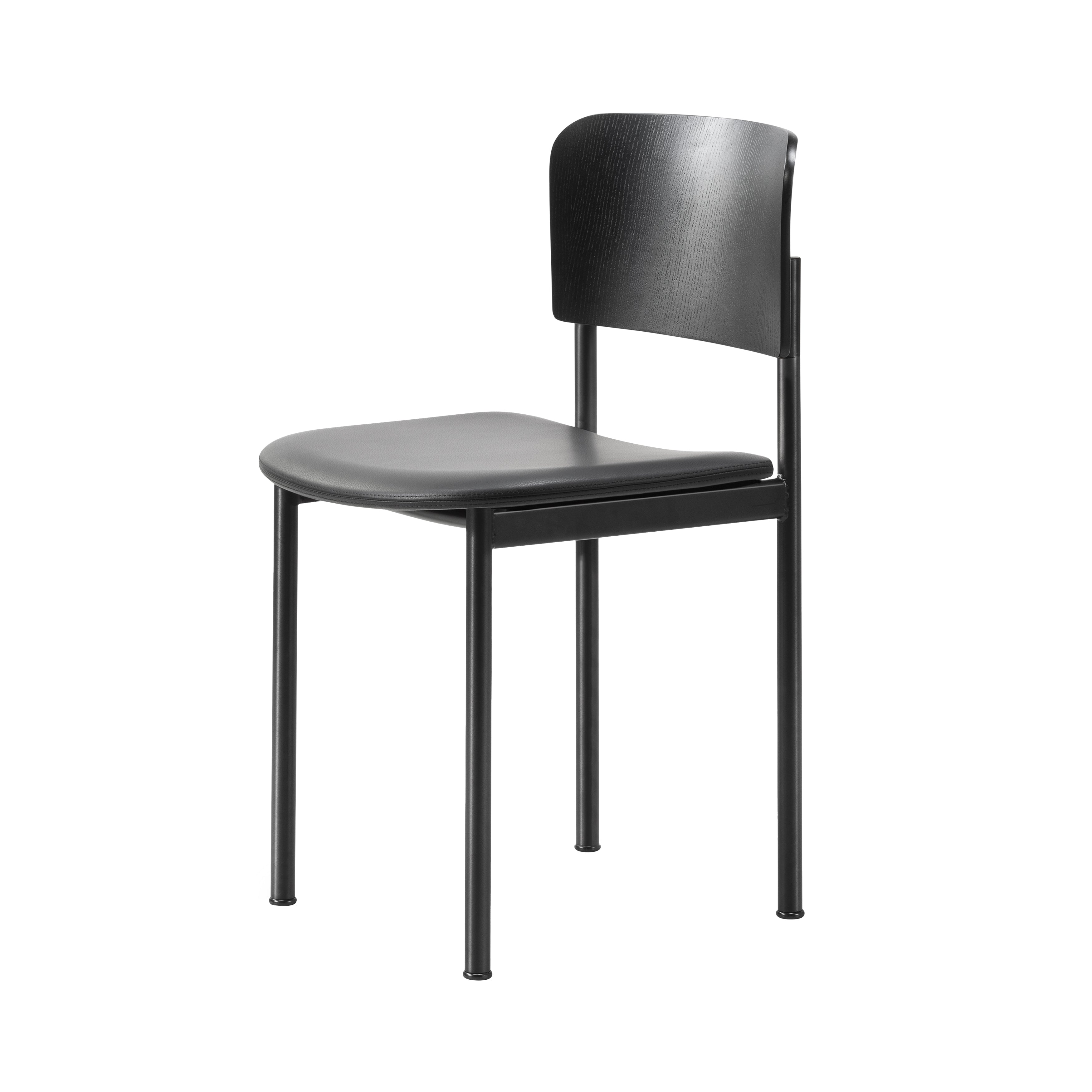 Plan Chair Steel: Seat Upholstered + Black Ash + Black