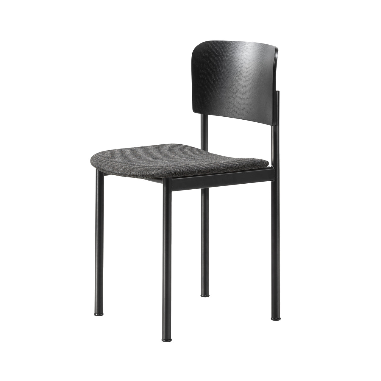 Plan Chair Steel: Seat Upholstered + Black Ash + Black