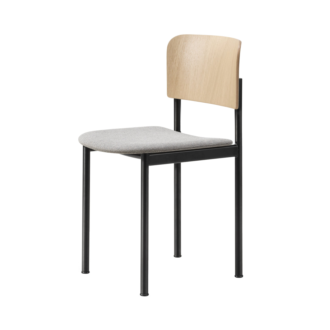 Plan Chair Steel: Seat Upholstered + Lacquered Oak + Black