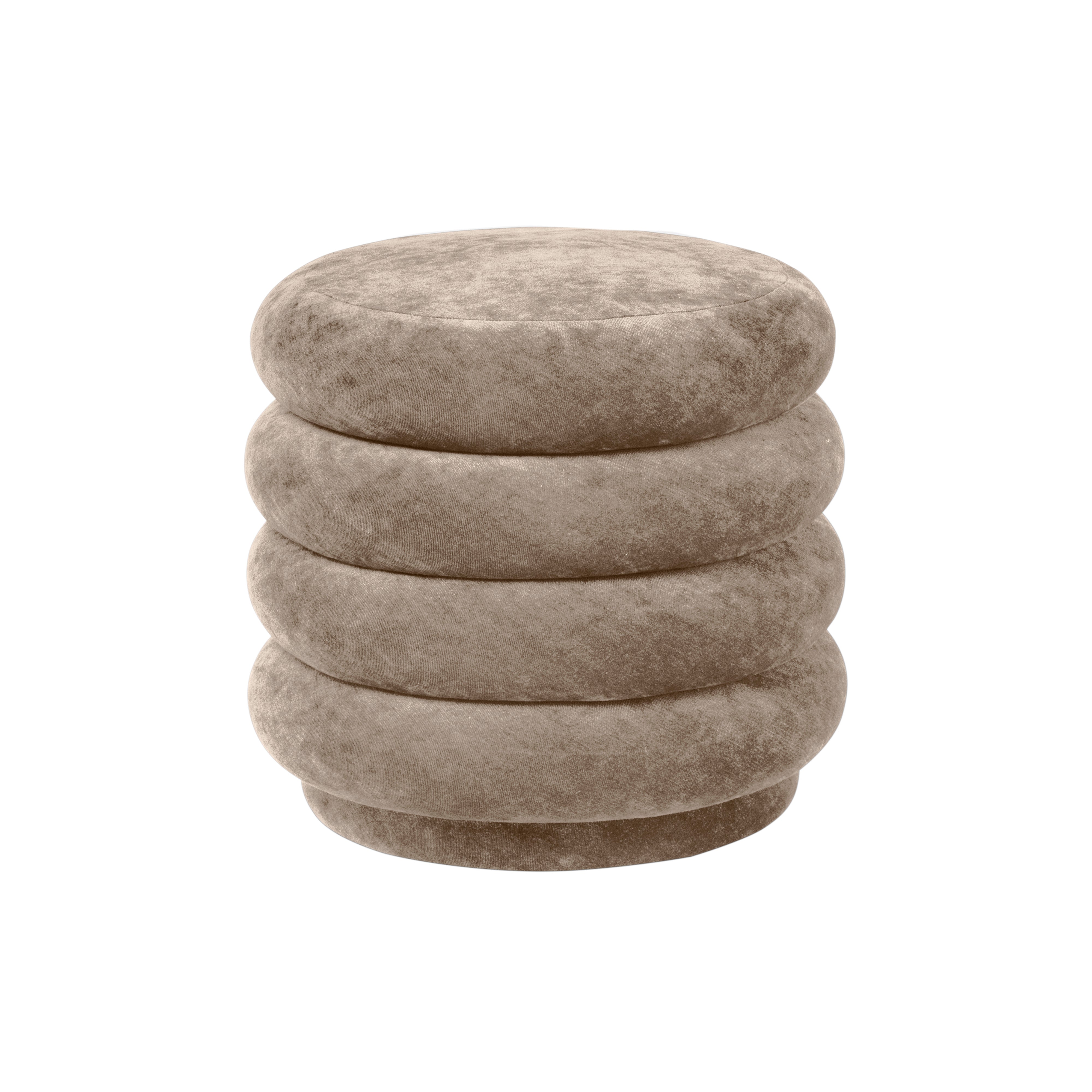 Pouf Faded Velvet: Round + Beige 26