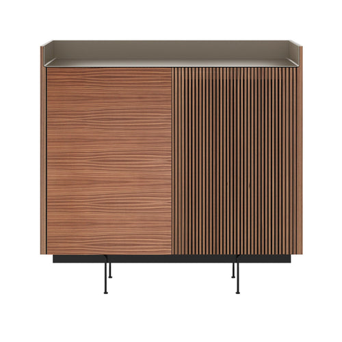 Stockholm STH225 Cupboard: Composition 2 + Super-Matt Walnut + Anodized Aluminum Bronze + Black