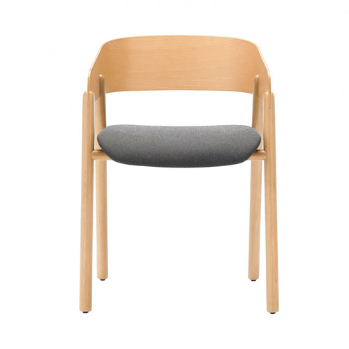 Mava Armchair: Seat Upholstered + Super-Matt Oak