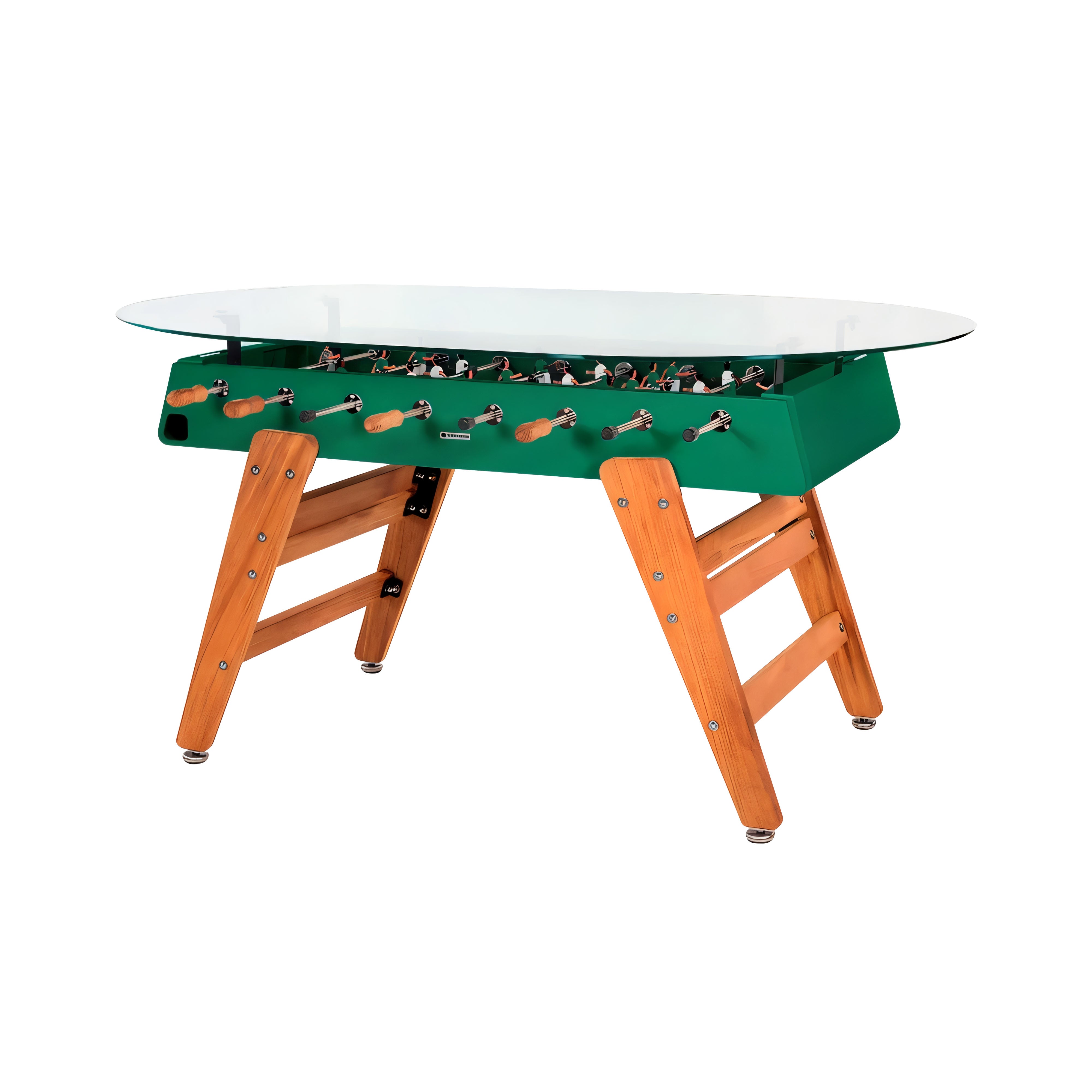 RS3 Wood Dining Football Table: Oval + Emerald Green