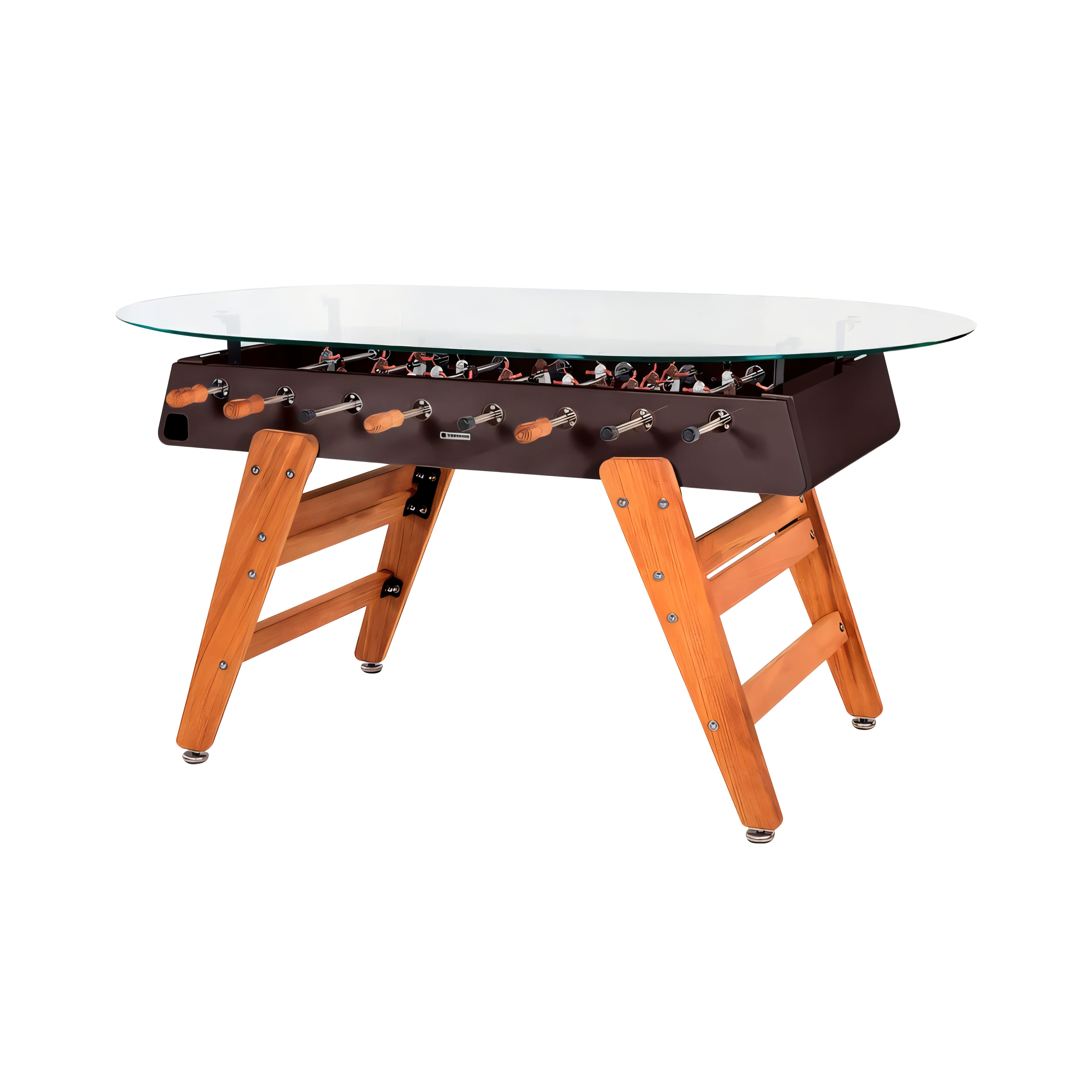 RS3 Wood Dining Football Table: Oval + Grey Brown