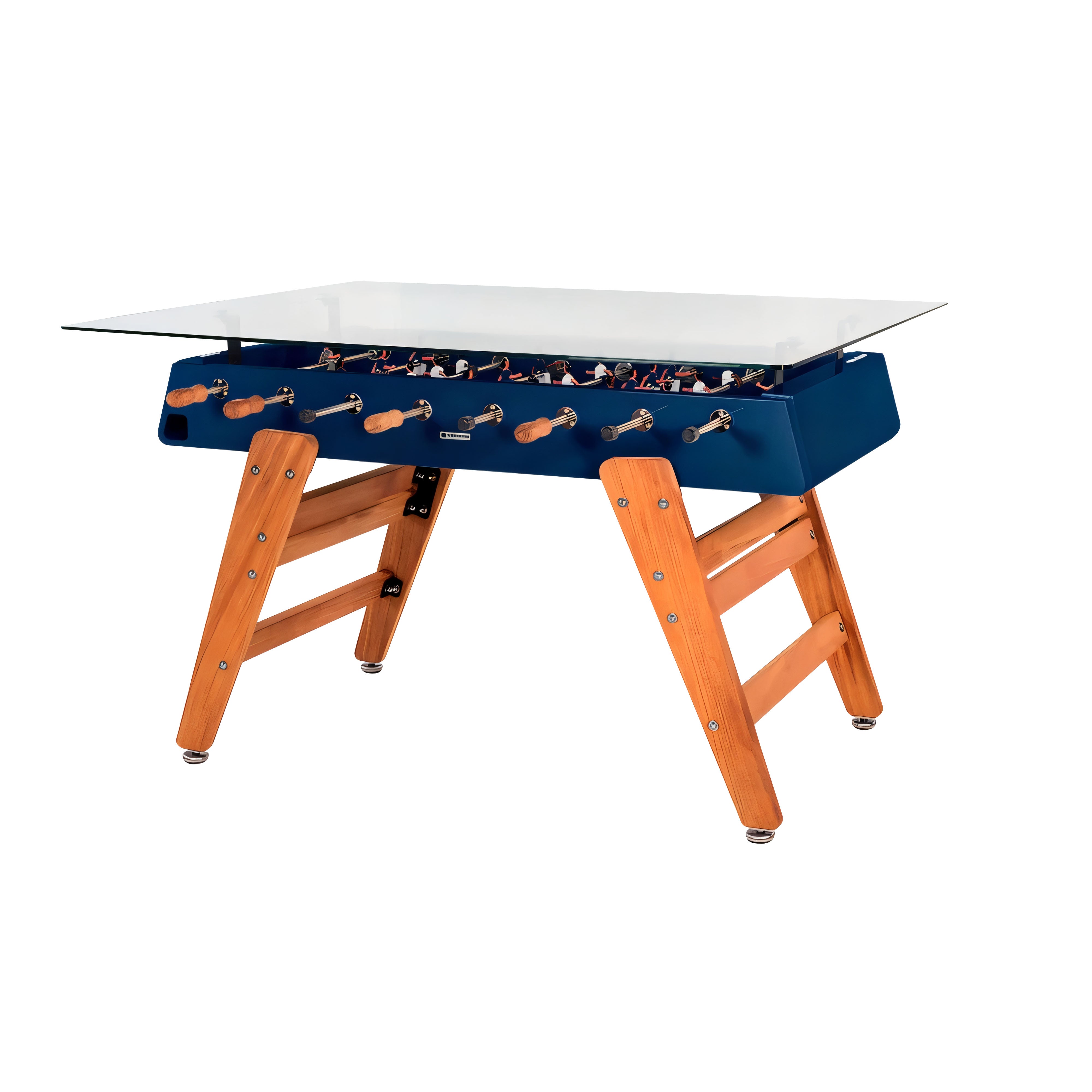 RS3 Wood Dining Football Table: Rectangle + Steel Blue