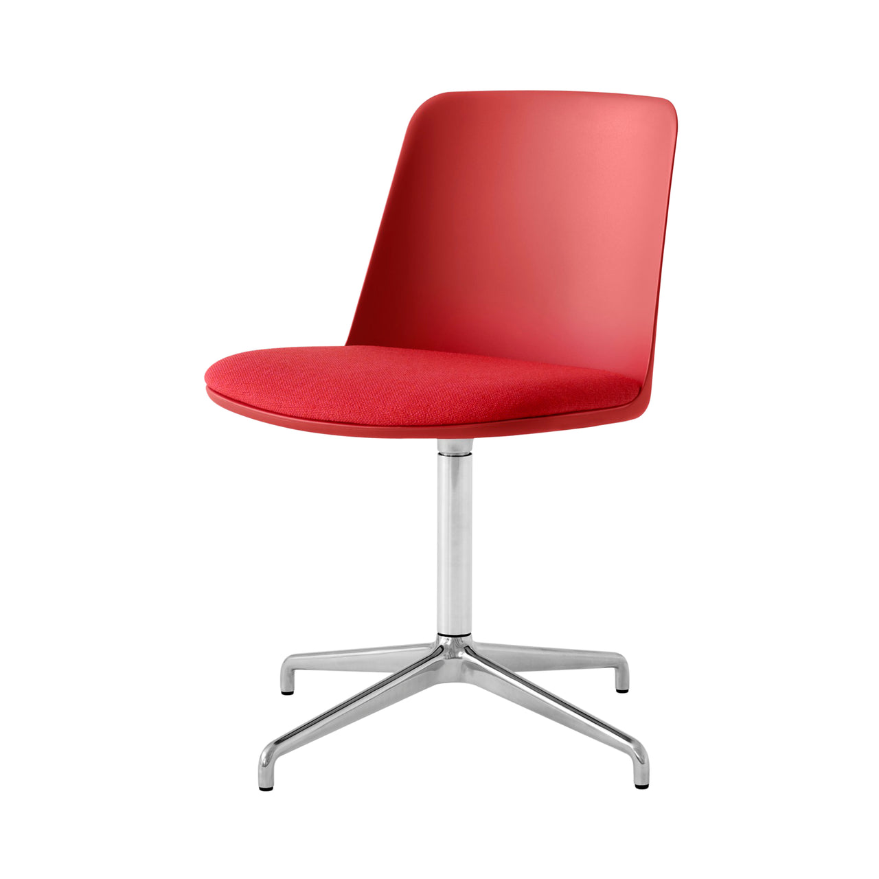 Rely Chair HW17: Polished Aluminum + Vermilion Red
