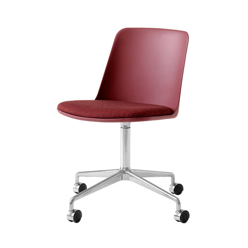 Rely Chair HW22: Polished Aluminum + Red Brown