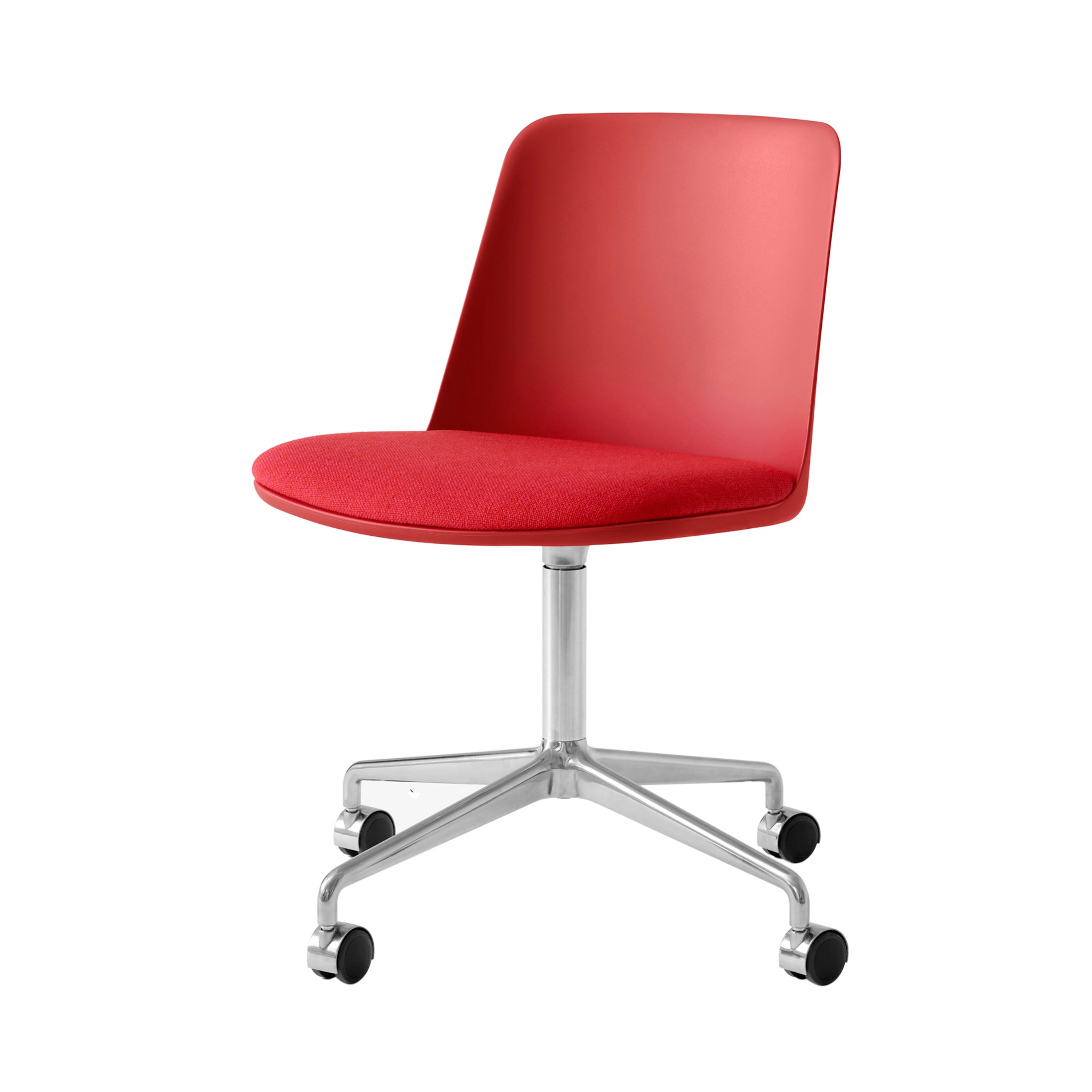 Rely Chair HW22: Polished Aluminum + Vermilion Red