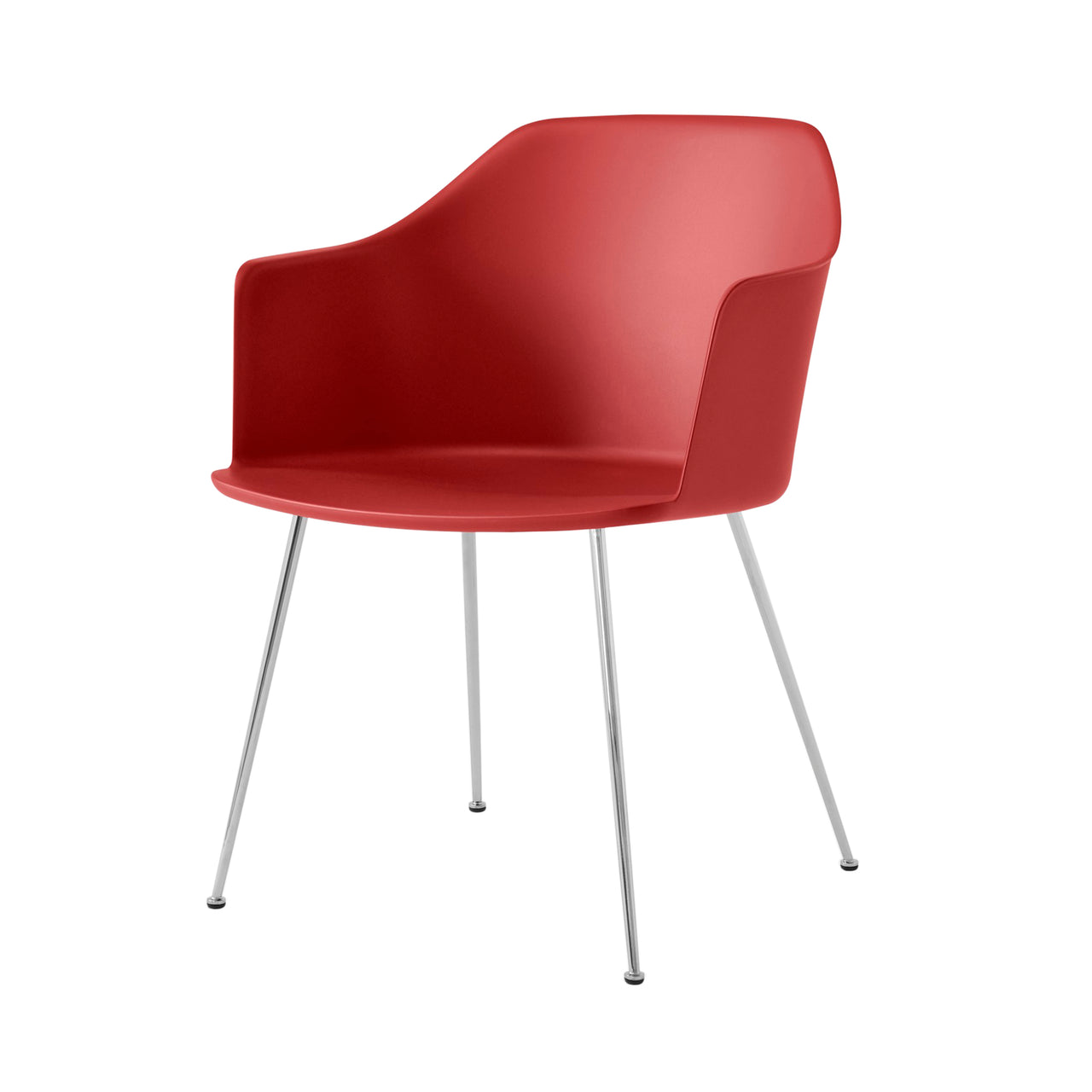 Rely Armchair HW33: Set of 4 + Vermilion Red + Chrome