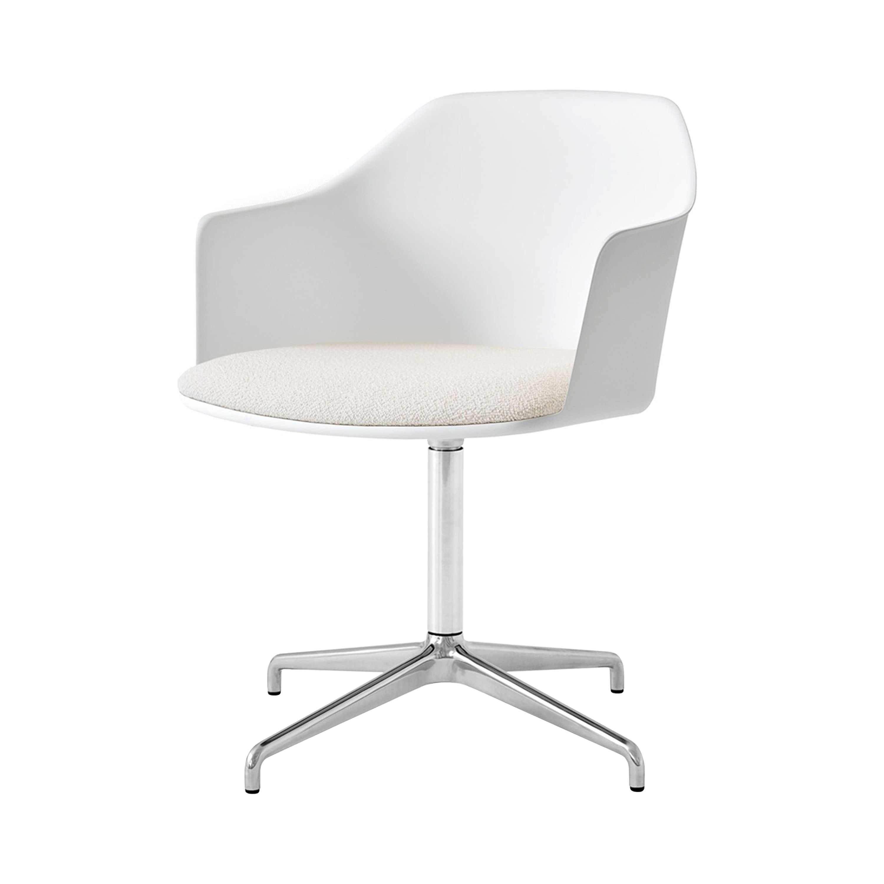 Rely Armchair HW39: Polished Aluminum + White