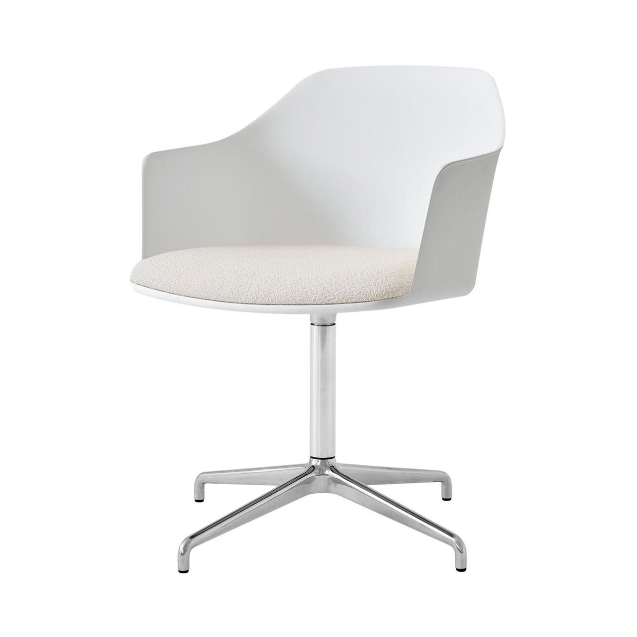 Rely Armchair HW44: Polished Aluminum + White