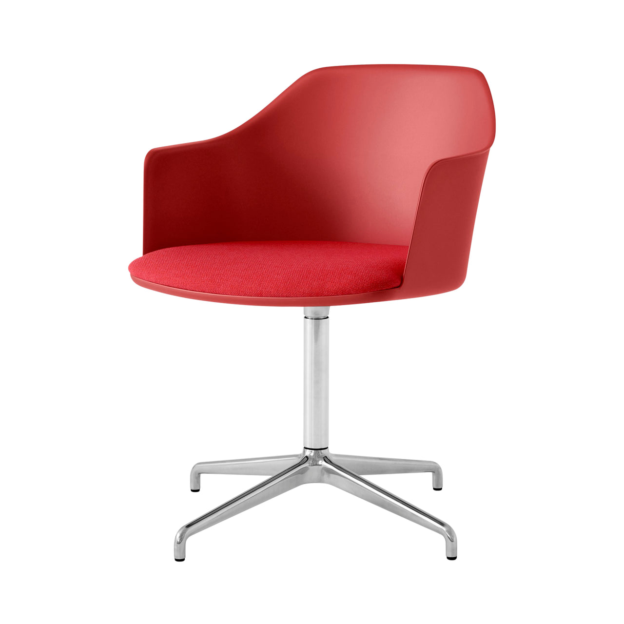 Rely ArmChair HW44: Polished Aluminum + Vermilion Red 