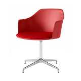 Rely Armchair HW39: Polished Aluminum + Vermilion Red