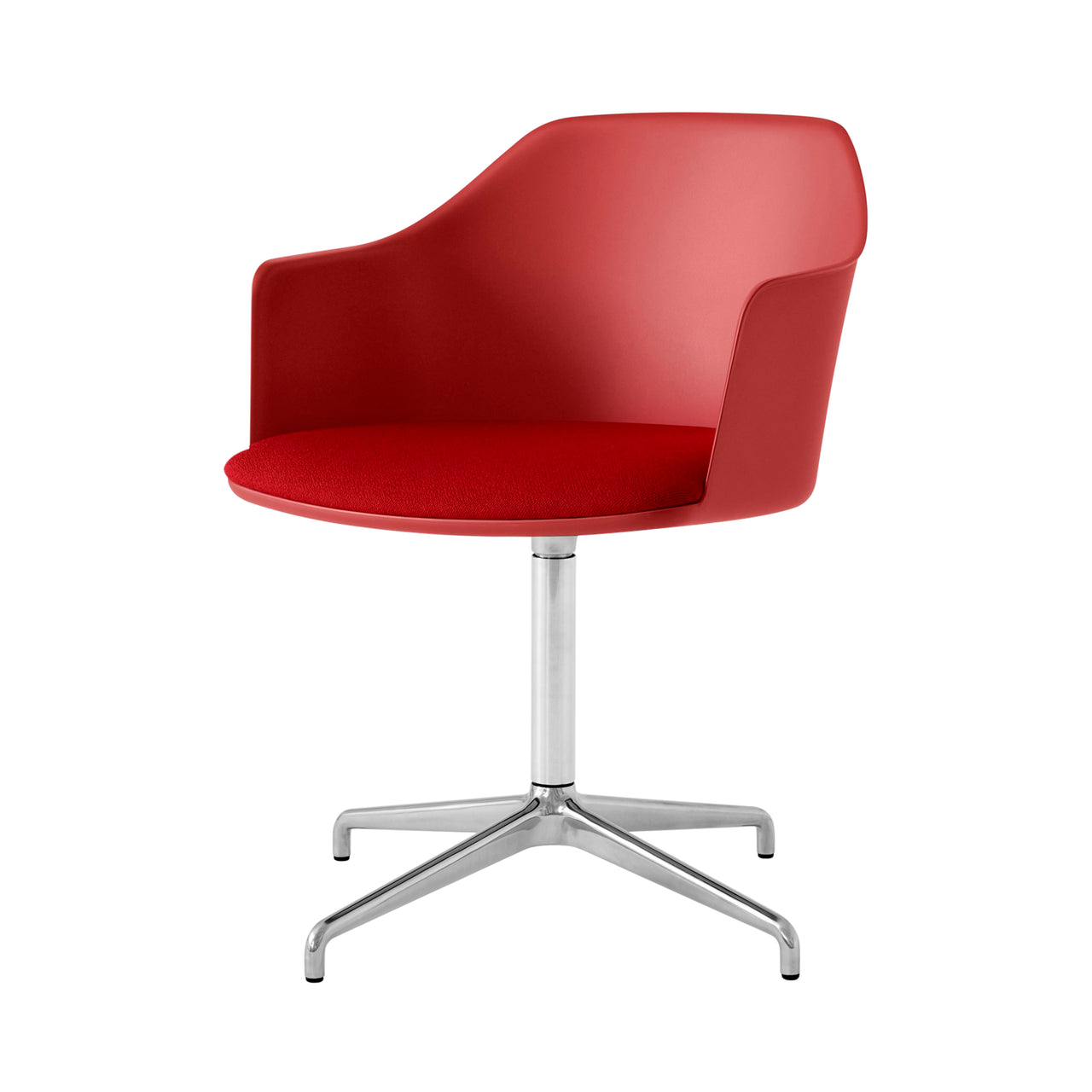 Rely ArmChair HW44: Polished Aluminum + Vermilion Red 