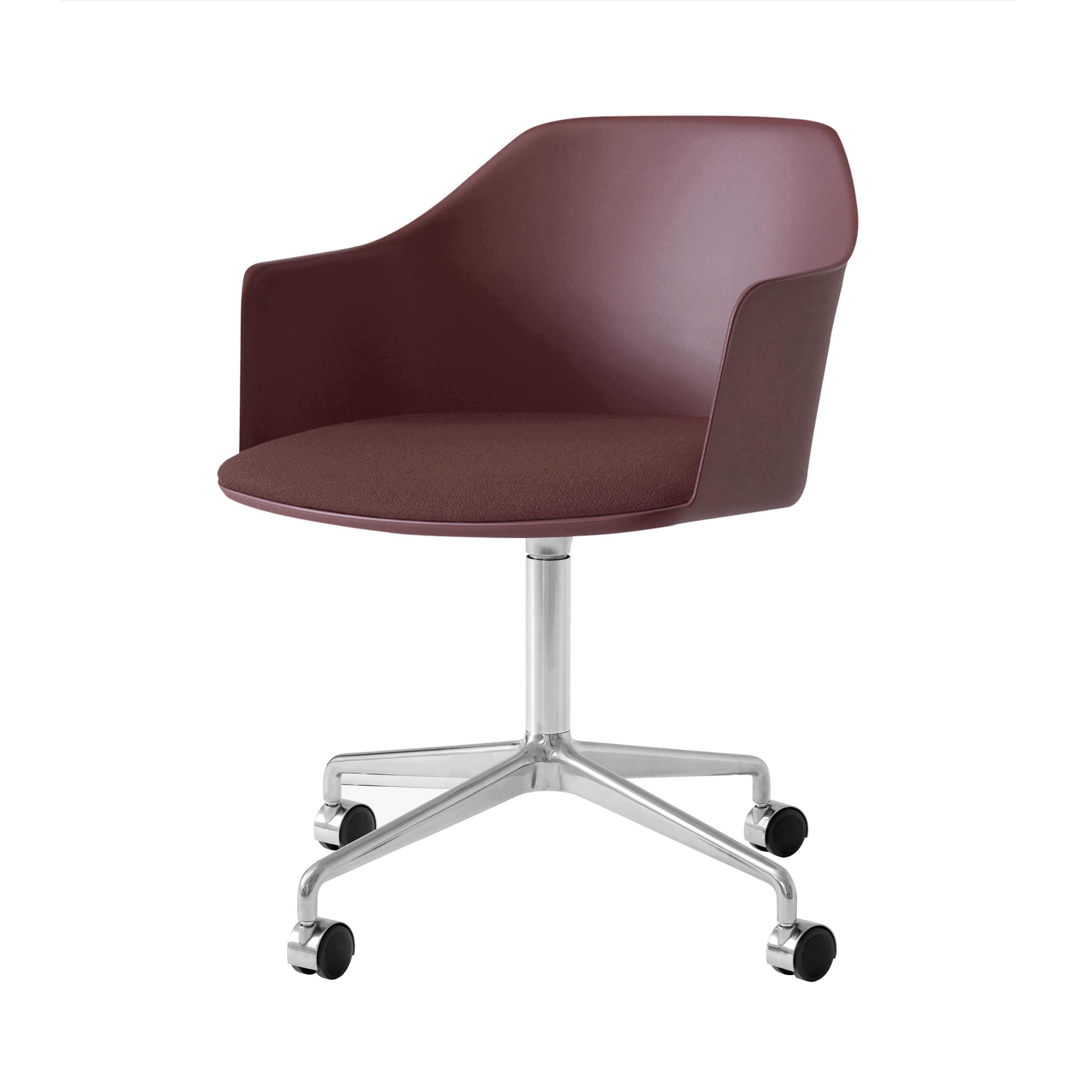 Rely Chair HW49: Polished Aluminum + Red Brown