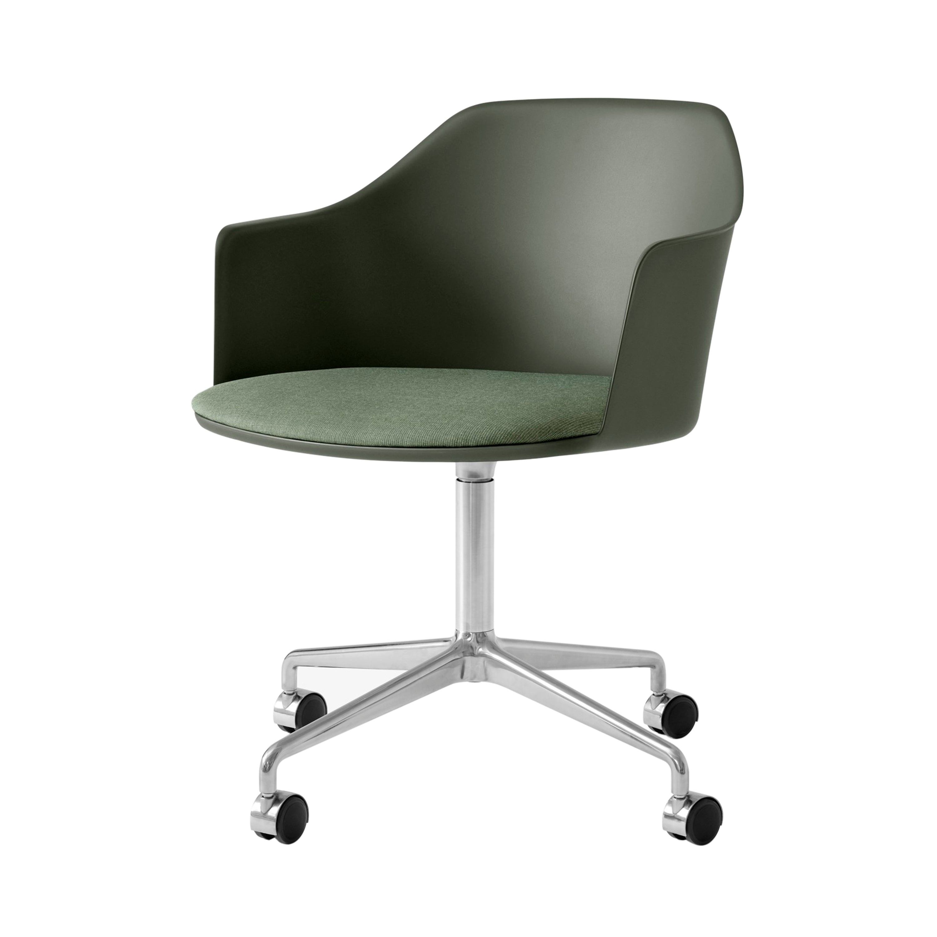 Rely Armchair HW49: Polished Aluminum + Bronze Green