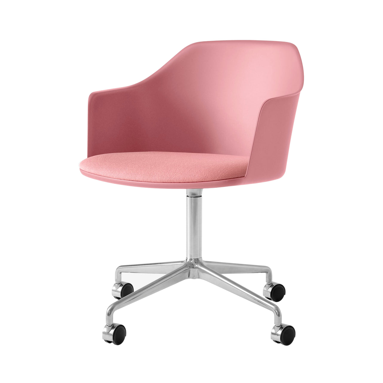 Rely Armchair HW49: Polished Aluminum + Soft Pink