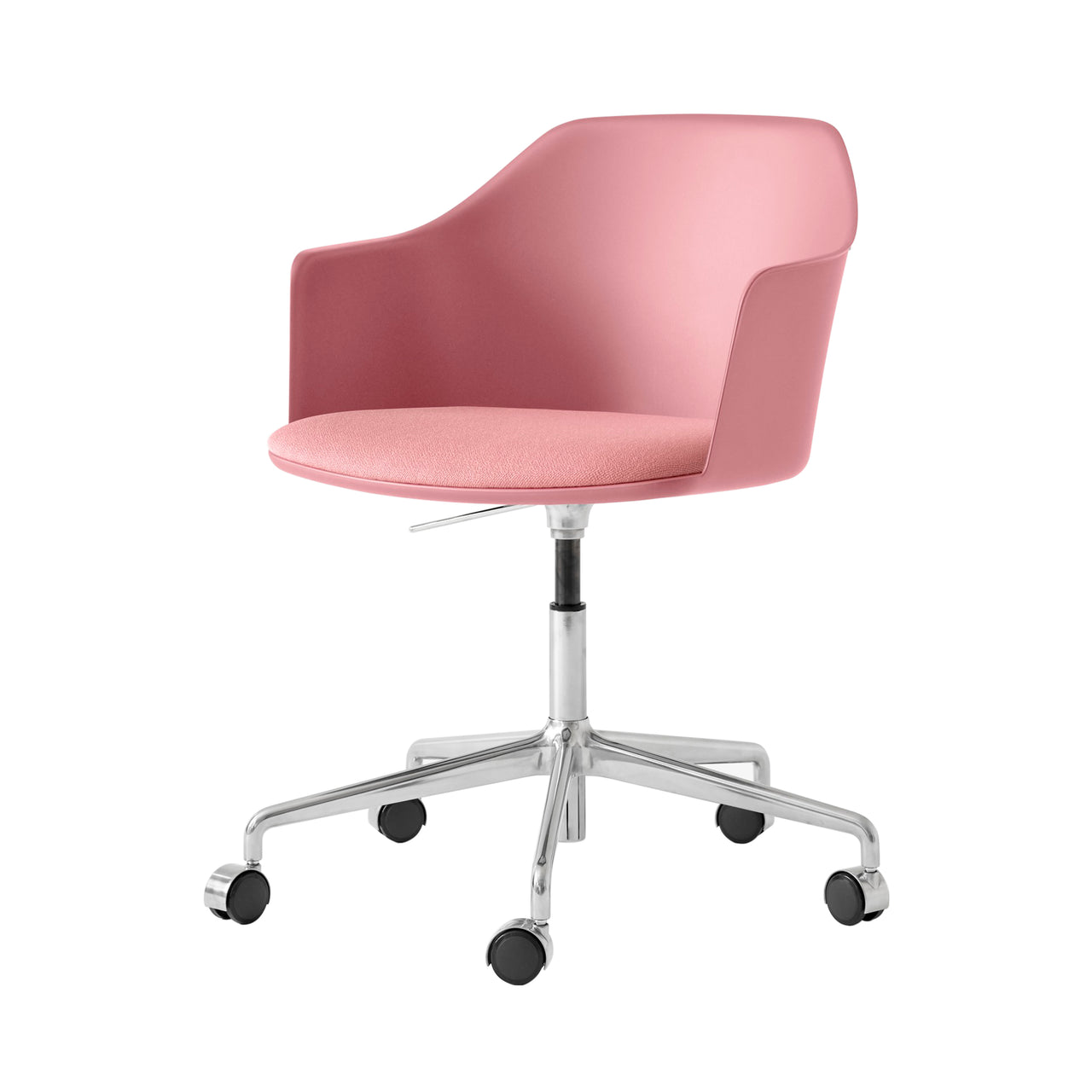 Rely Armchair HW54: Polished Aluminum + Soft Pink