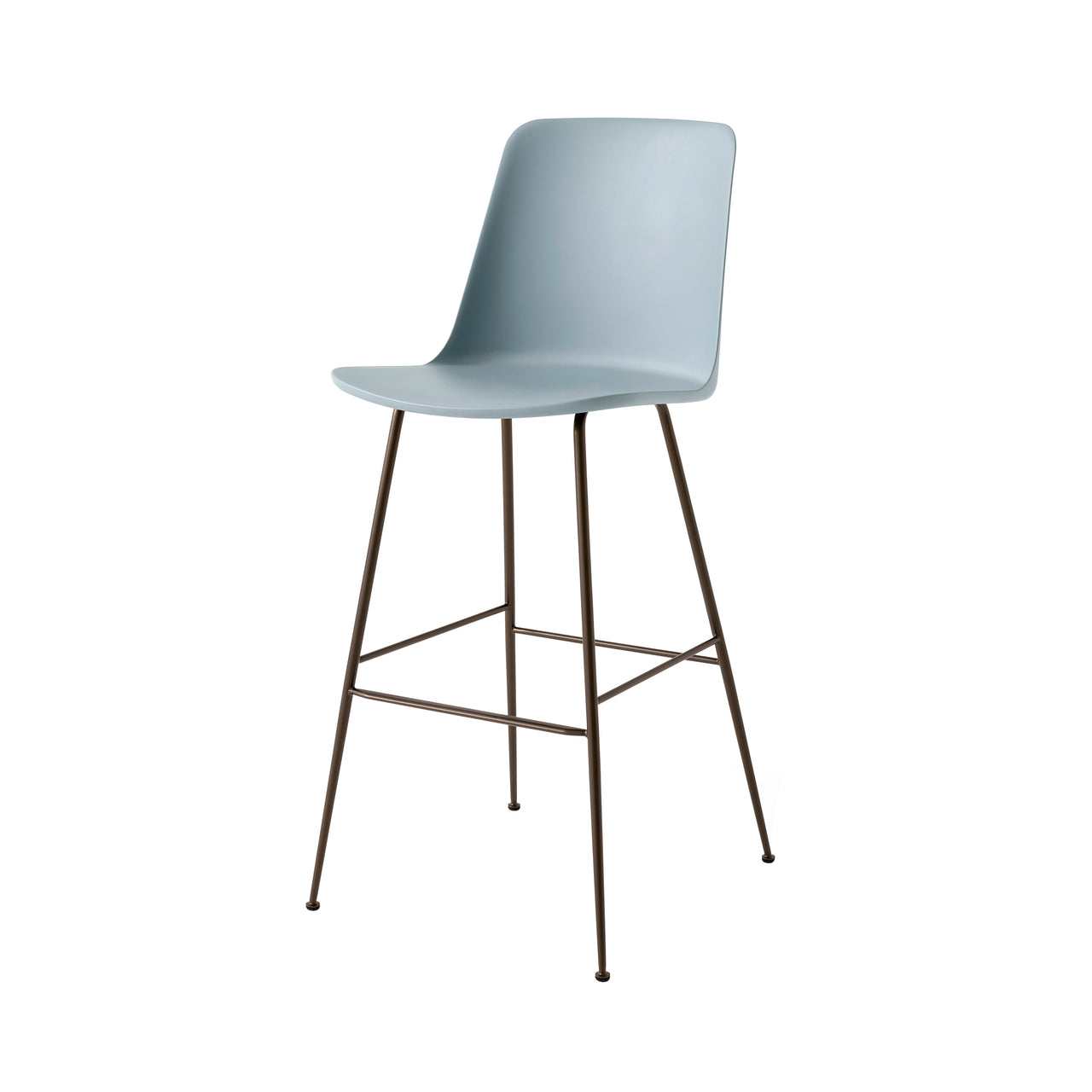 Rely Bar + Counter Highback Chair: HW96 + HW91 + Bar (HW96) + Light Blue + Bronzed