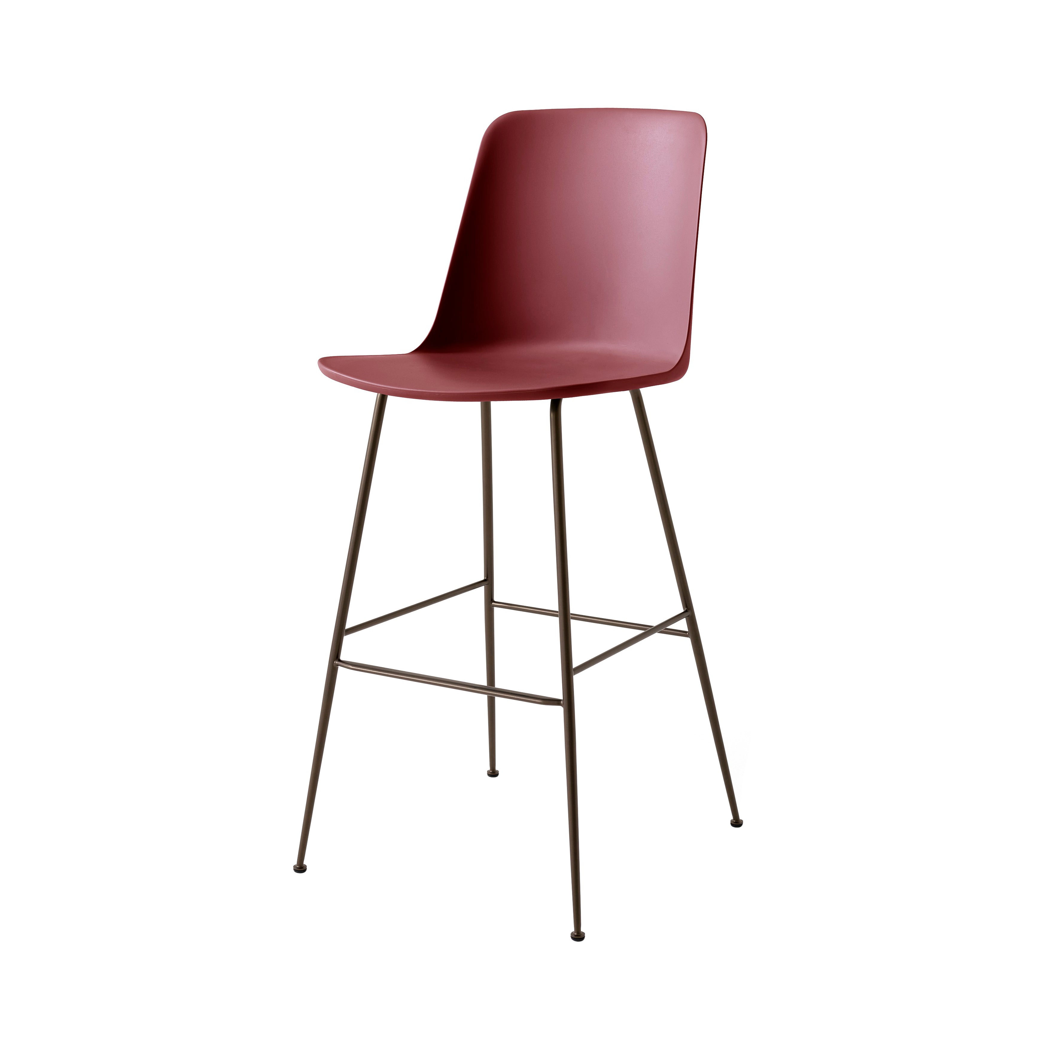 Rely Bar + Counter Highback Chair: HW96 + HW91 + Bar (HW96) + Red Brown + Bronzed