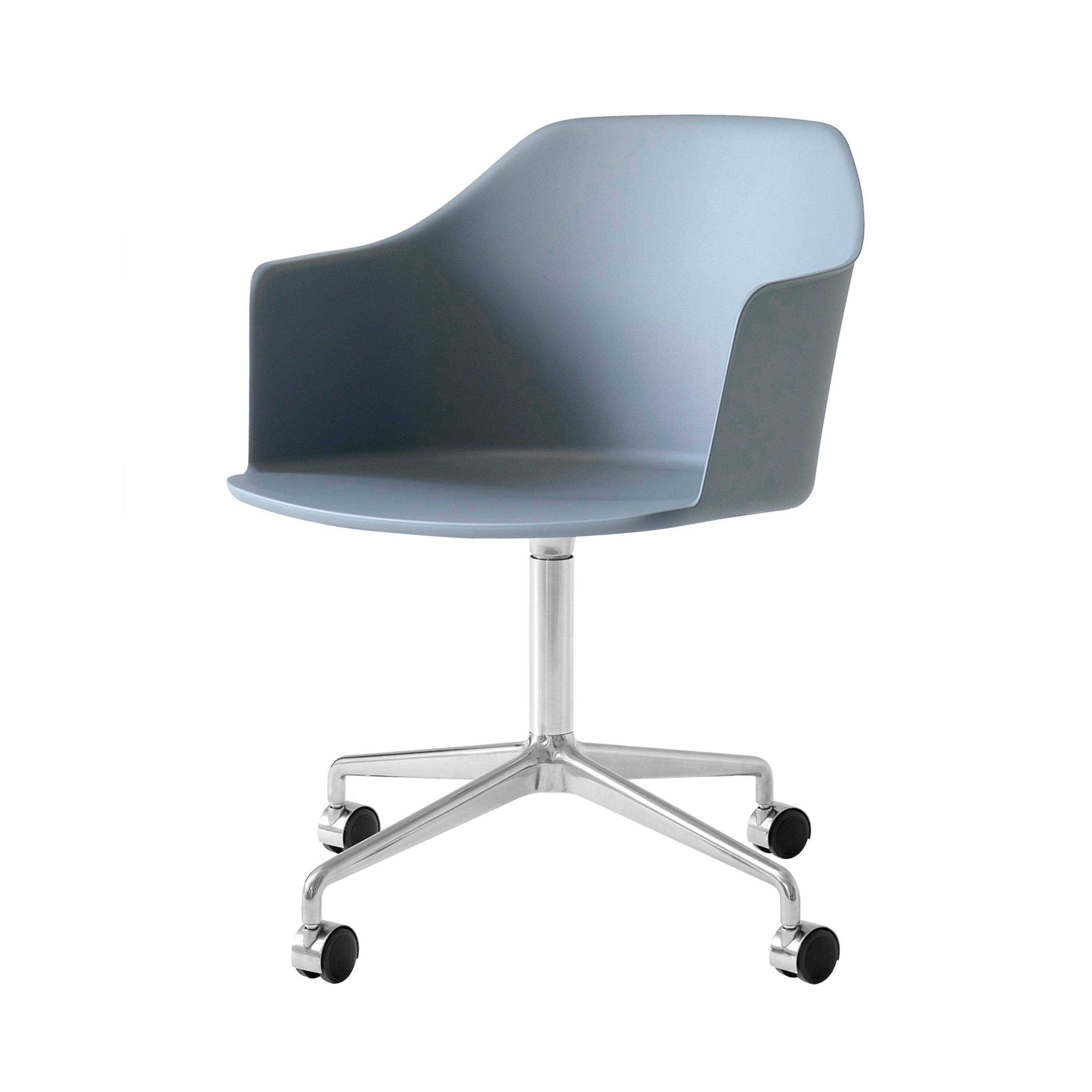 Rely Armchair: HW48 + Light Blue + Polished Aluminum