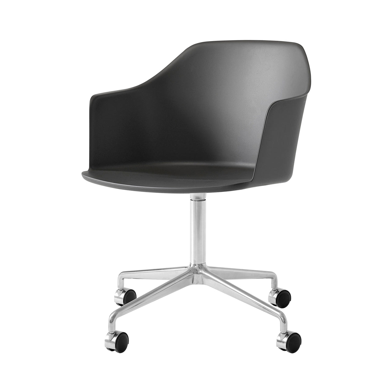 Rely Armchair: HW48 + Black + Polished Aluminum