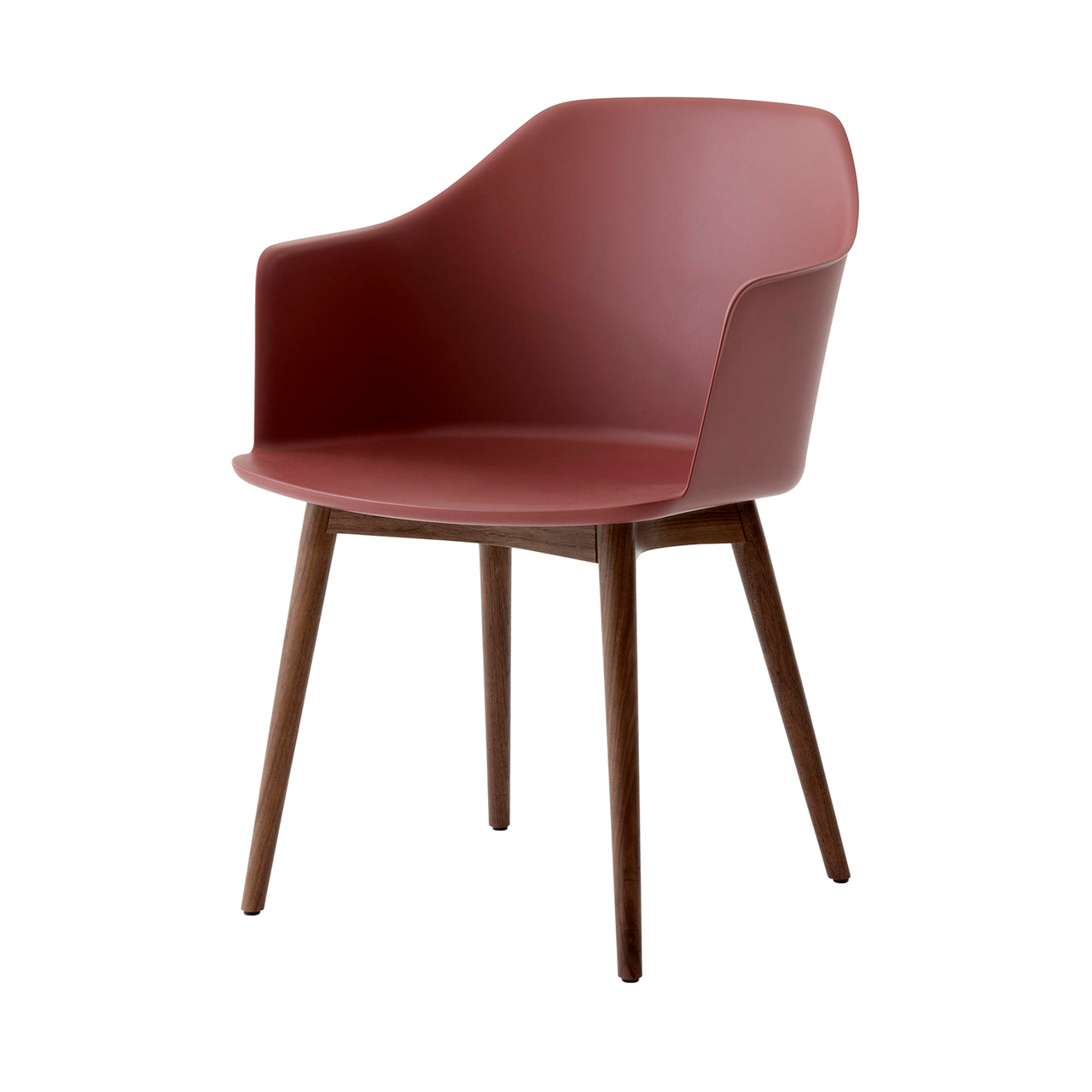 Rely Armchair: HW76 + Red Brown + Lacquered Walnut