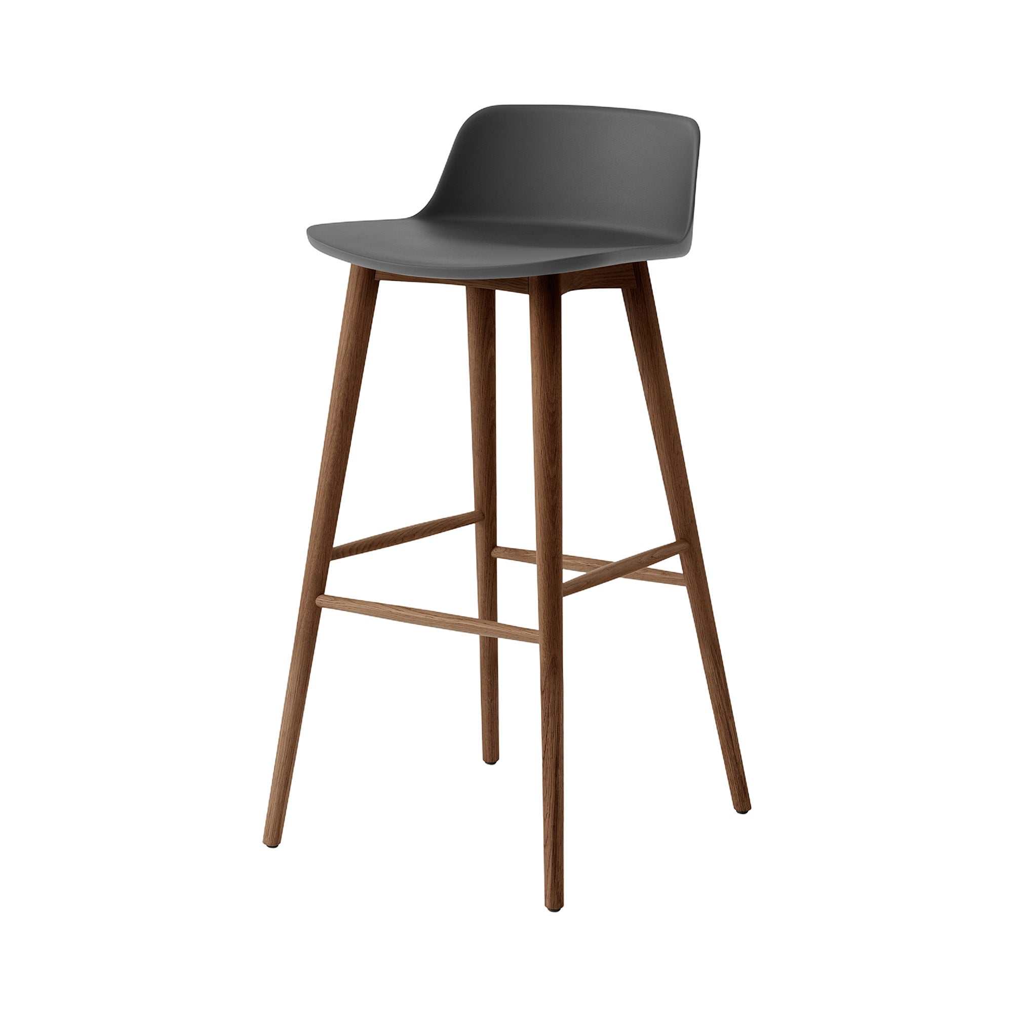 Rely Bar + Counter Low Backrest Chair: HW123 + HW118 + Bar (HW123) + Stone Grey + Walnut